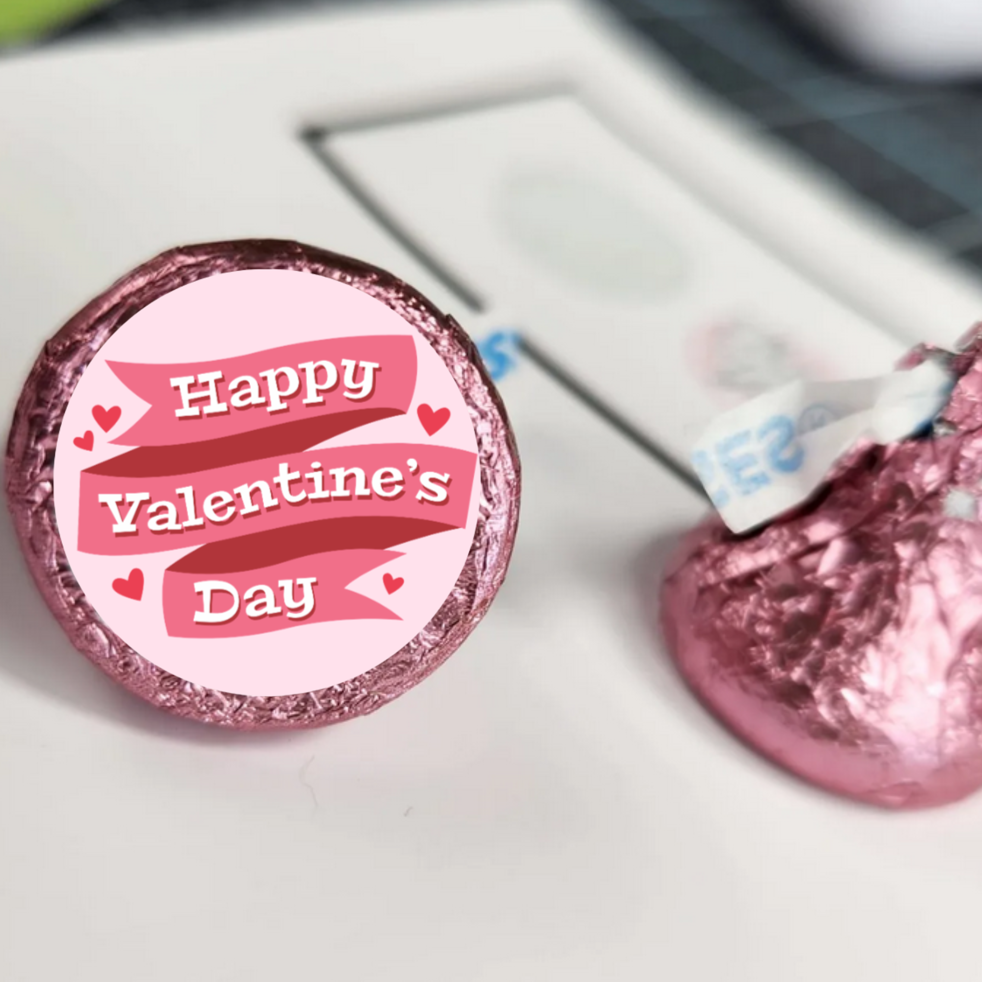 Valentines Day Kiss Candy Stickers |Set of 100|0.75in| Glossy| Happy Valentines Day Favors