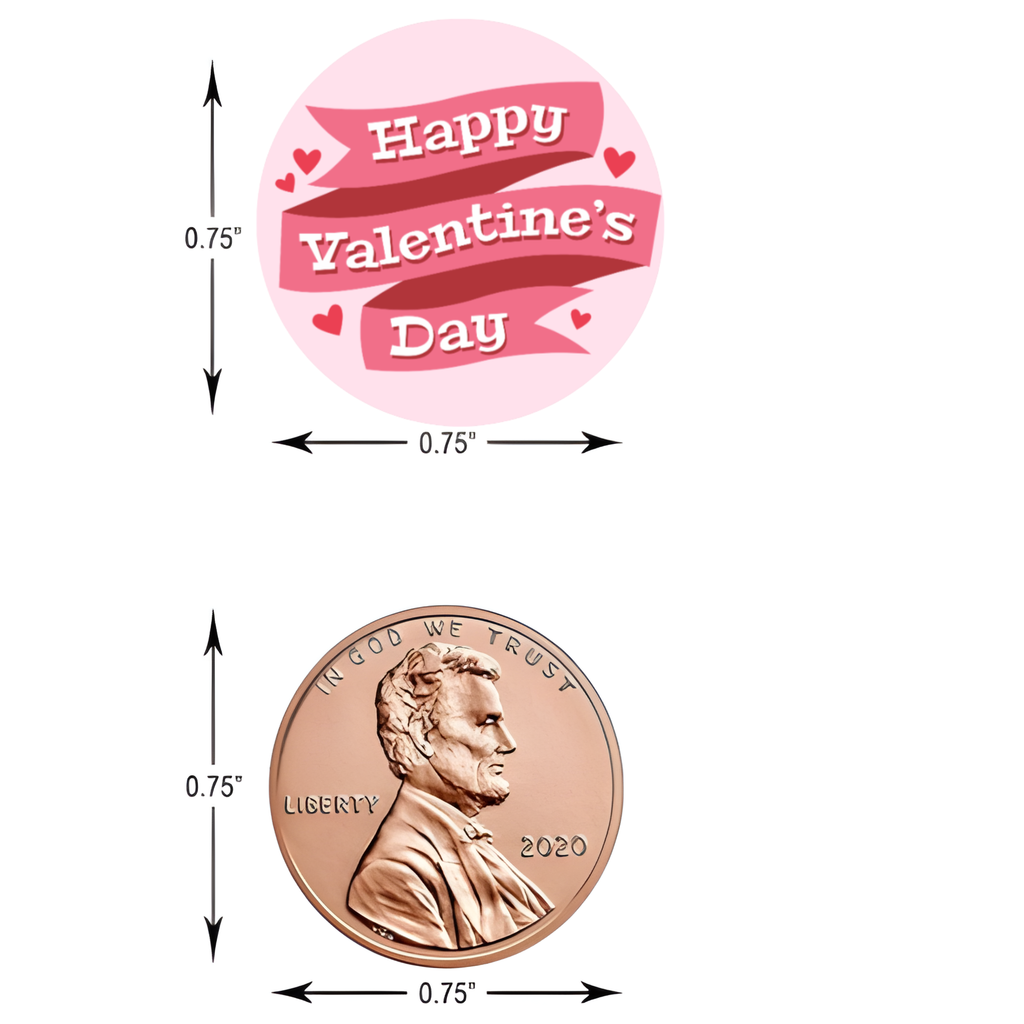 Valentines Day Kiss Candy Stickers |Set of 100|0.75in| Glossy| Happy Valentines Day Favors