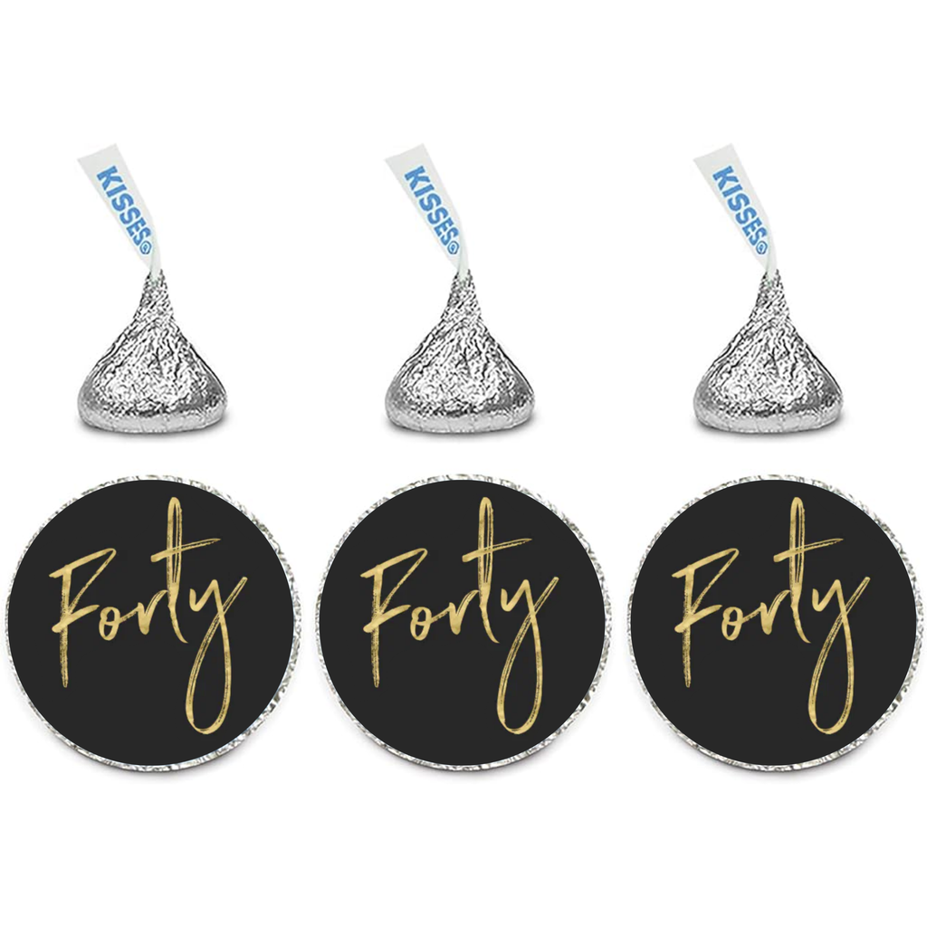 Forty Birthday Party Candy Label Set | Mini Chocolate Stickers | Elegant Birthday Theme | Glossy | Set of 100