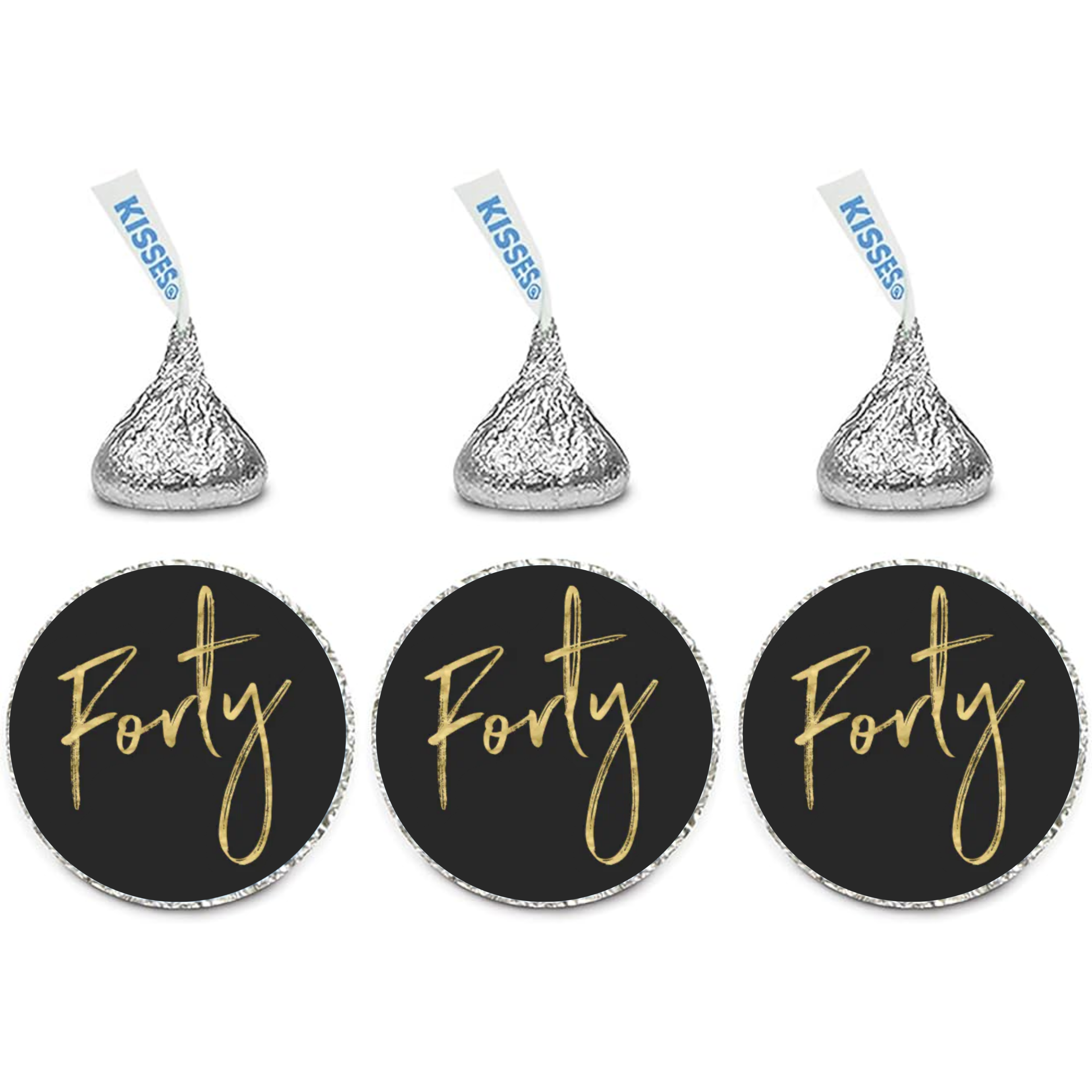 Forty Birthday Party Candy Label Set | Mini Chocolate Stickers | Elegant Birthday Theme | Glossy | Set of 100