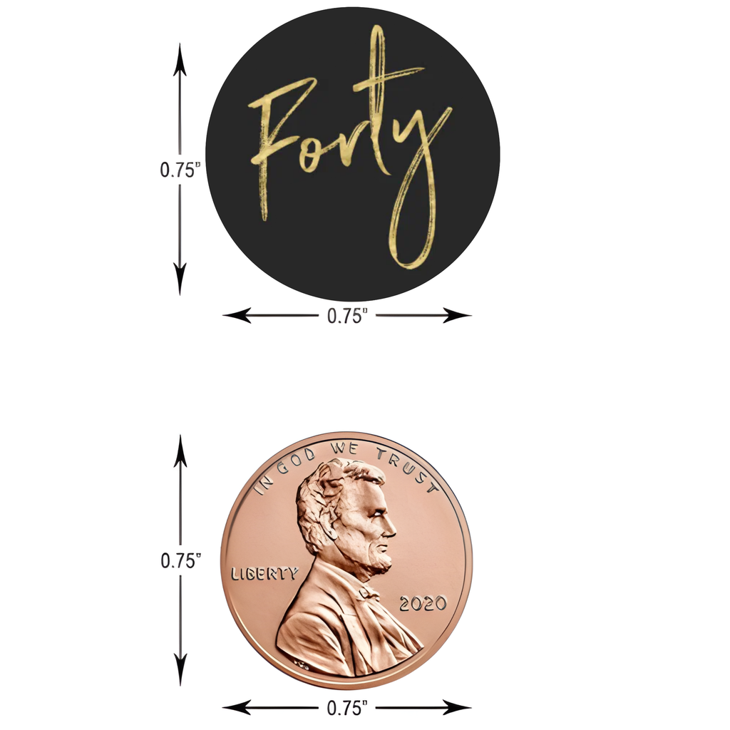 Forty Birthday Party Candy Label Set | Mini Chocolate Stickers | Elegant Birthday Theme | Glossy | Set of 100