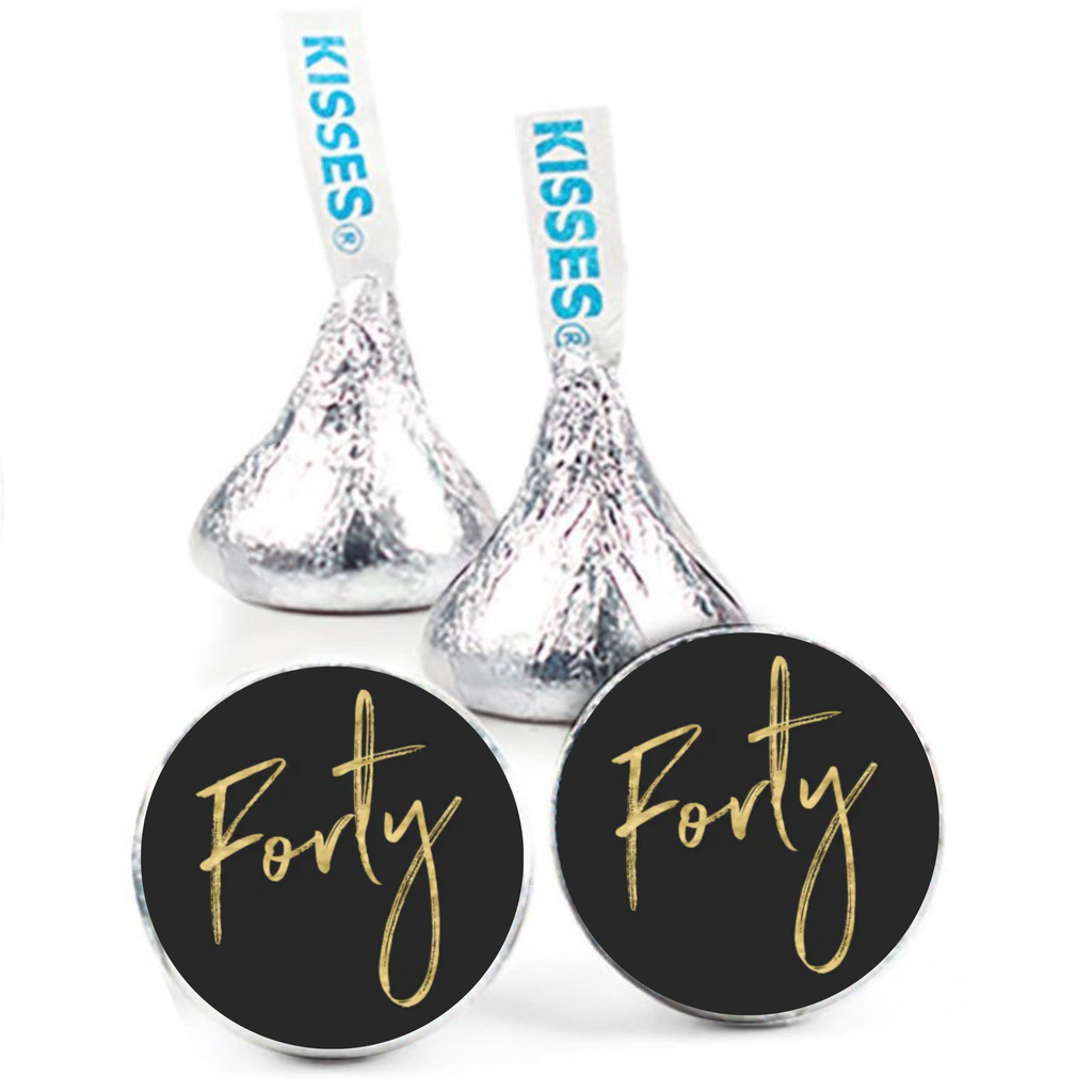 Forty Birthday Party Candy Label Set | Mini Chocolate Stickers | Elegant Birthday Theme | Glossy | Set of 100