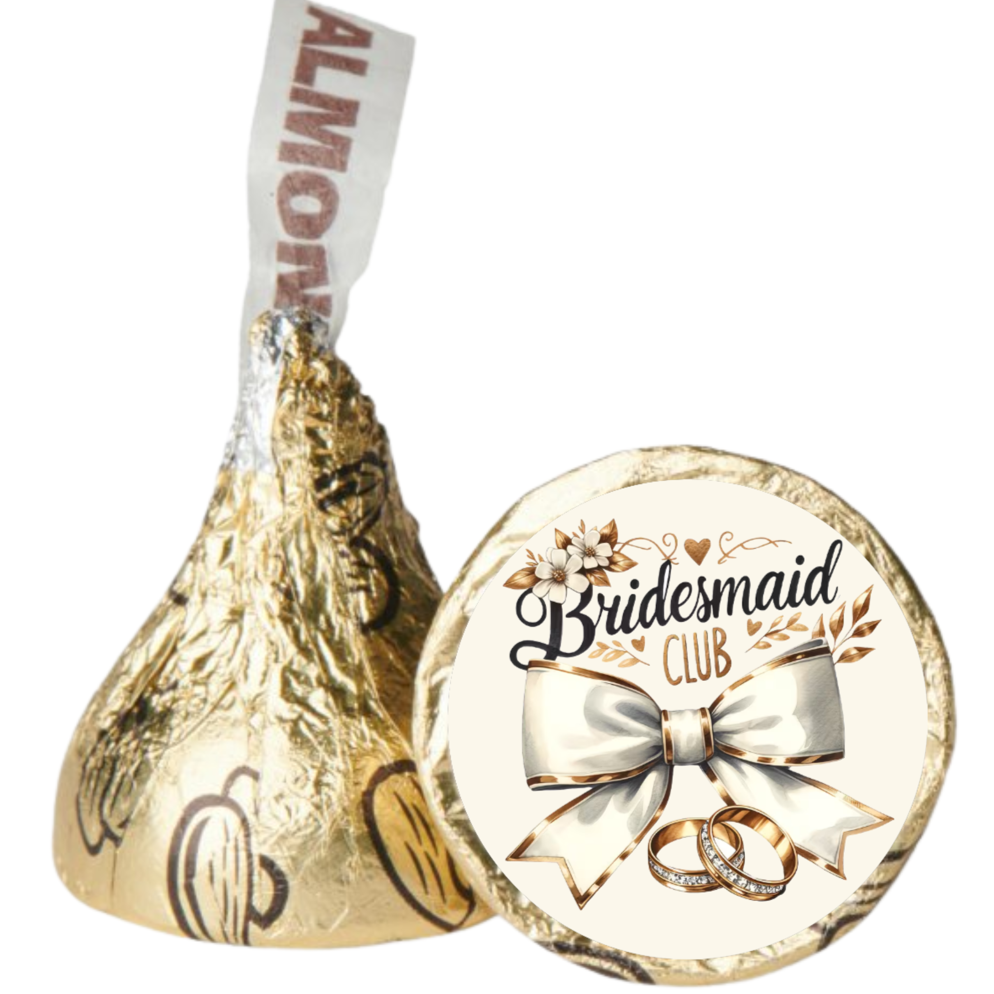 Bridesmaid Club Kiss Candy Stickers | Bridal Shower Party Table Decor | 100Ct|  Glossy| Wedding Shower Accents