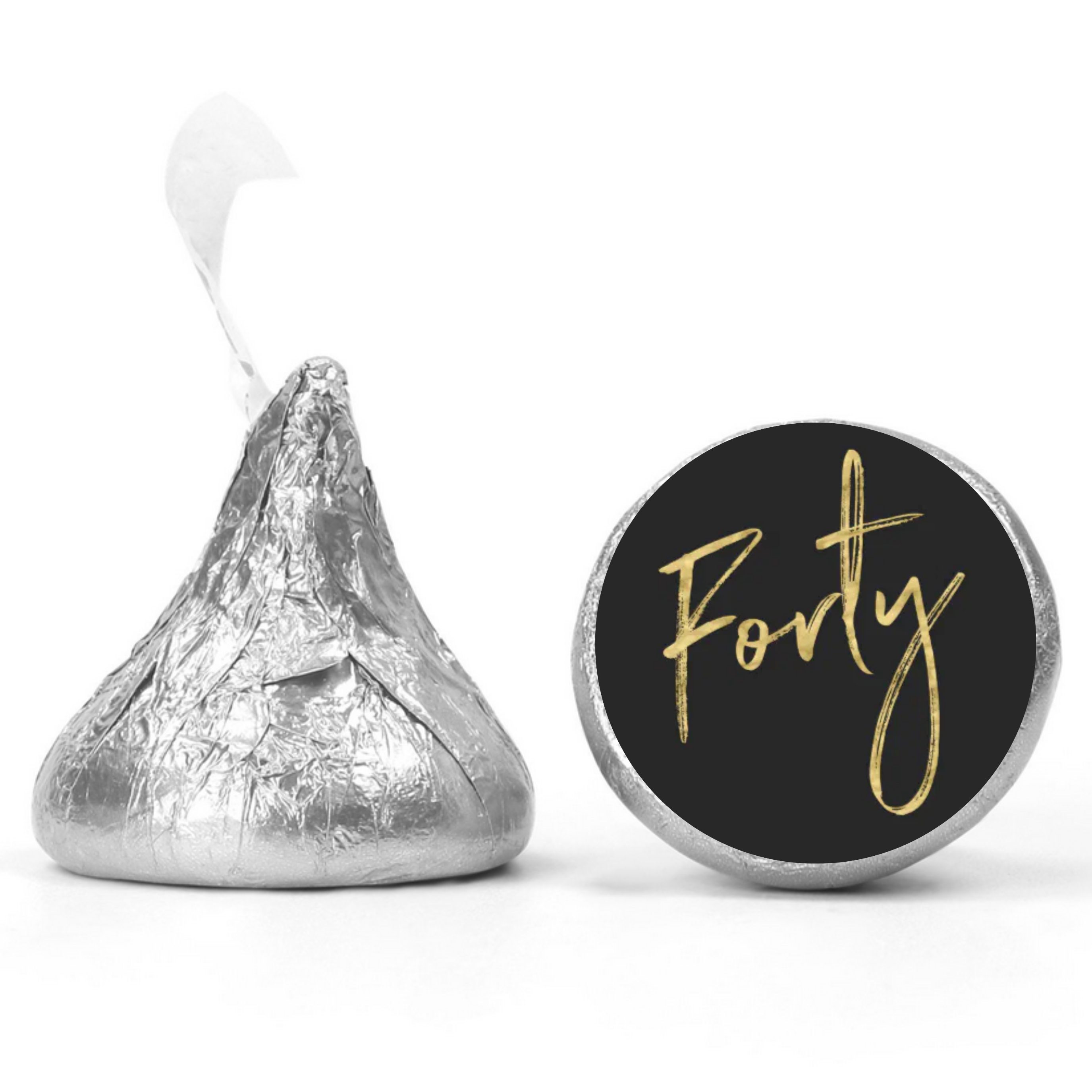 Forty Birthday Party Candy Label Set | Mini Chocolate Stickers | Elegant Birthday Theme | Glossy | Set of 100