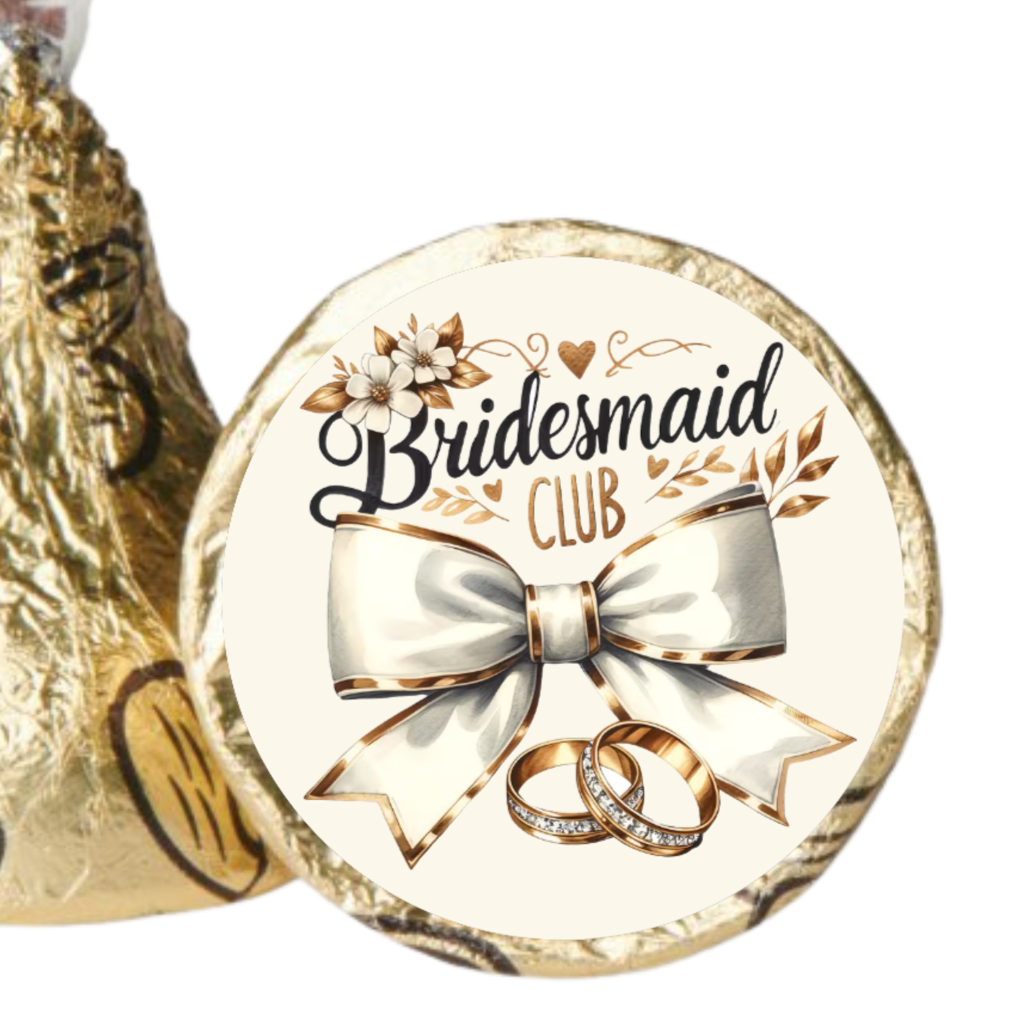 Bridesmaid Club Kiss Candy Stickers | Bridal Shower Party Table Decor | 100Ct|  Glossy| Wedding Shower Accents