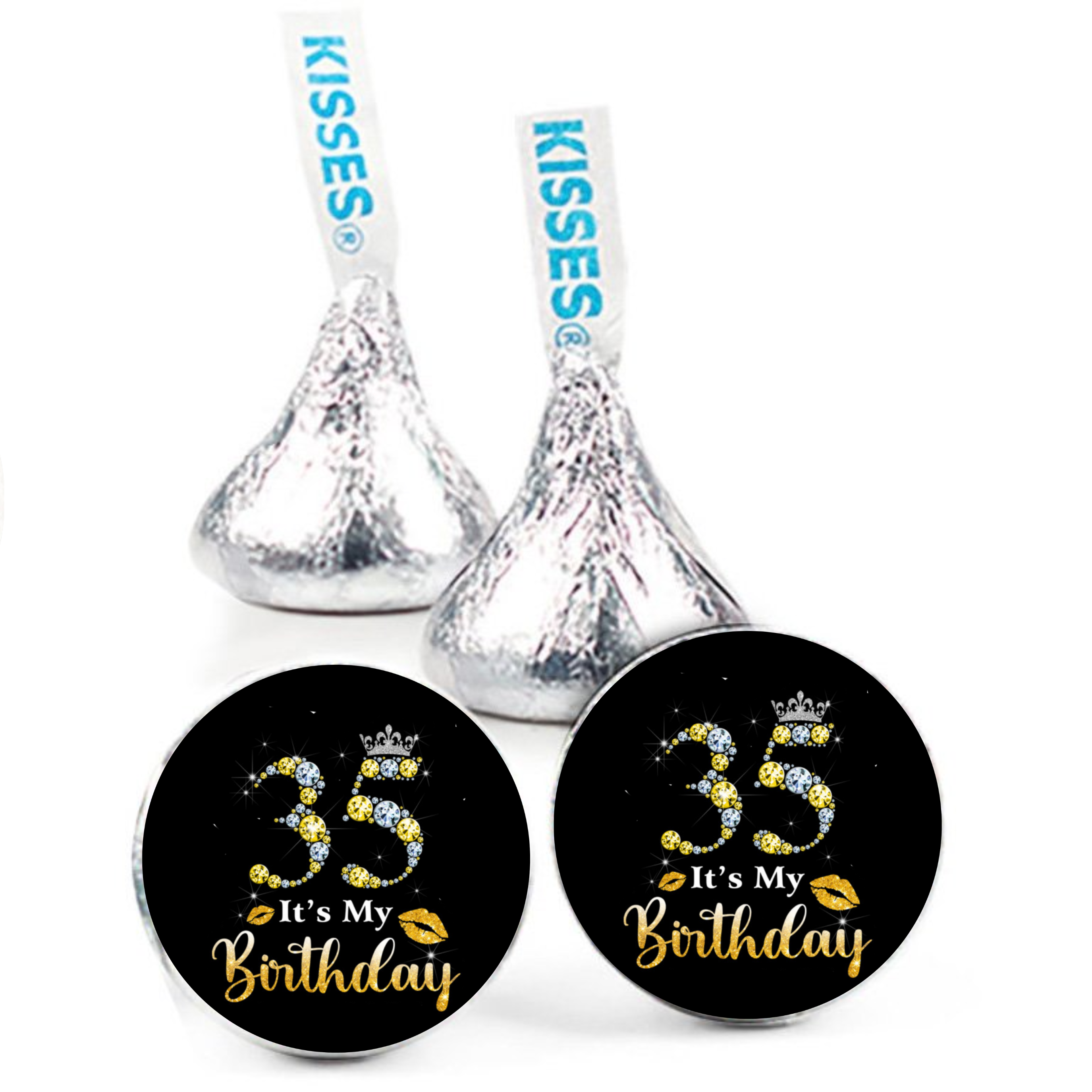 35th Birthday Party Mini Kiss Labels | Chocolate Candy Stickers | Its My 35th | Glossy| Set of 100