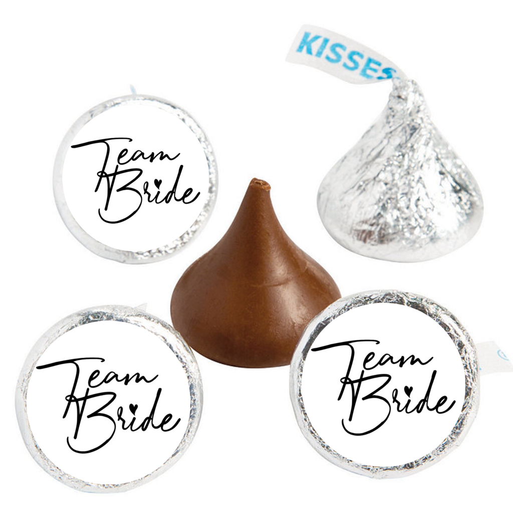 Team Bride Kiss Candy Stickers | Bridal Shower Party Table Decor | 100ct | Glossy| Elegant Wedding Shower Favors