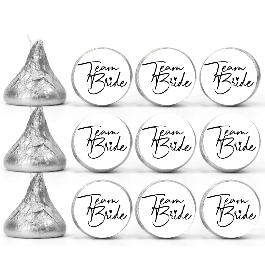 Team Bride Kiss Candy Stickers | Bridal Shower Party Table Decor | 100ct | Glossy| Elegant Wedding Shower Favors