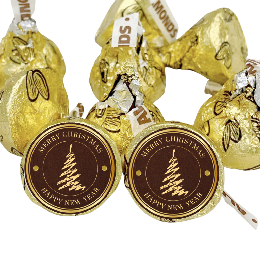 Merry Christmas And Happy New Year Stickers | Holiday Candy Sticker | Glossy | 100ct