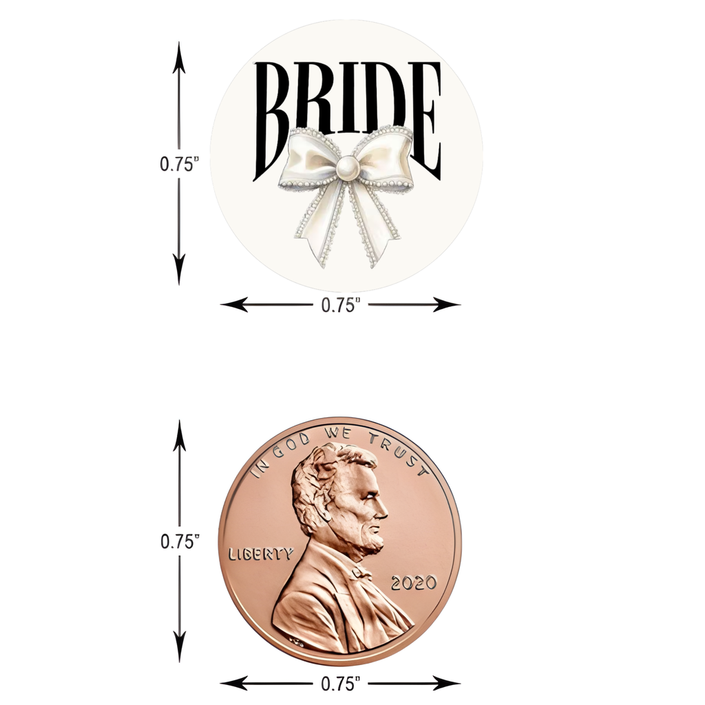 Bridal Shower Kiss Candy Stickers | Bride Text With Diamond Bow Design | Elegant Party Table Decor | 100 Glossy