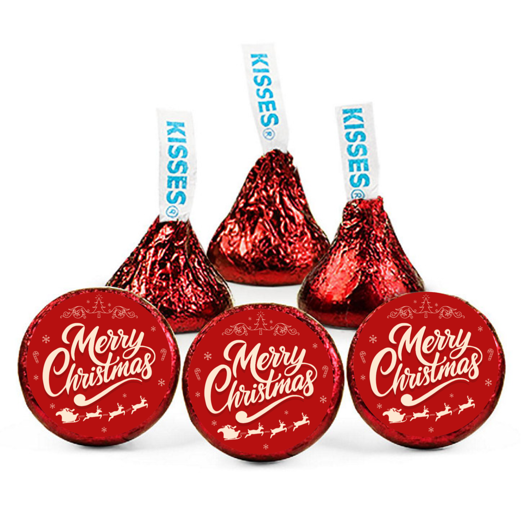 Merry Christmas Stickers | Santa Sleigh Design|Set of 100 | Glossy | Holiday favors
