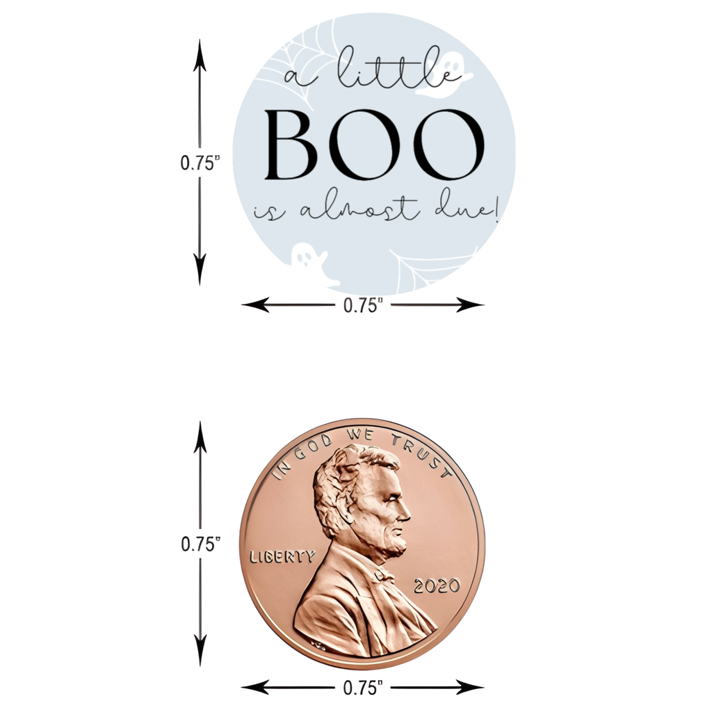 A Little Boo Is Almost Due | Baby Shower Mini Kiss Candy Labels | Halloween Candy Stickers | Ghost Baby Theme | Set of 100