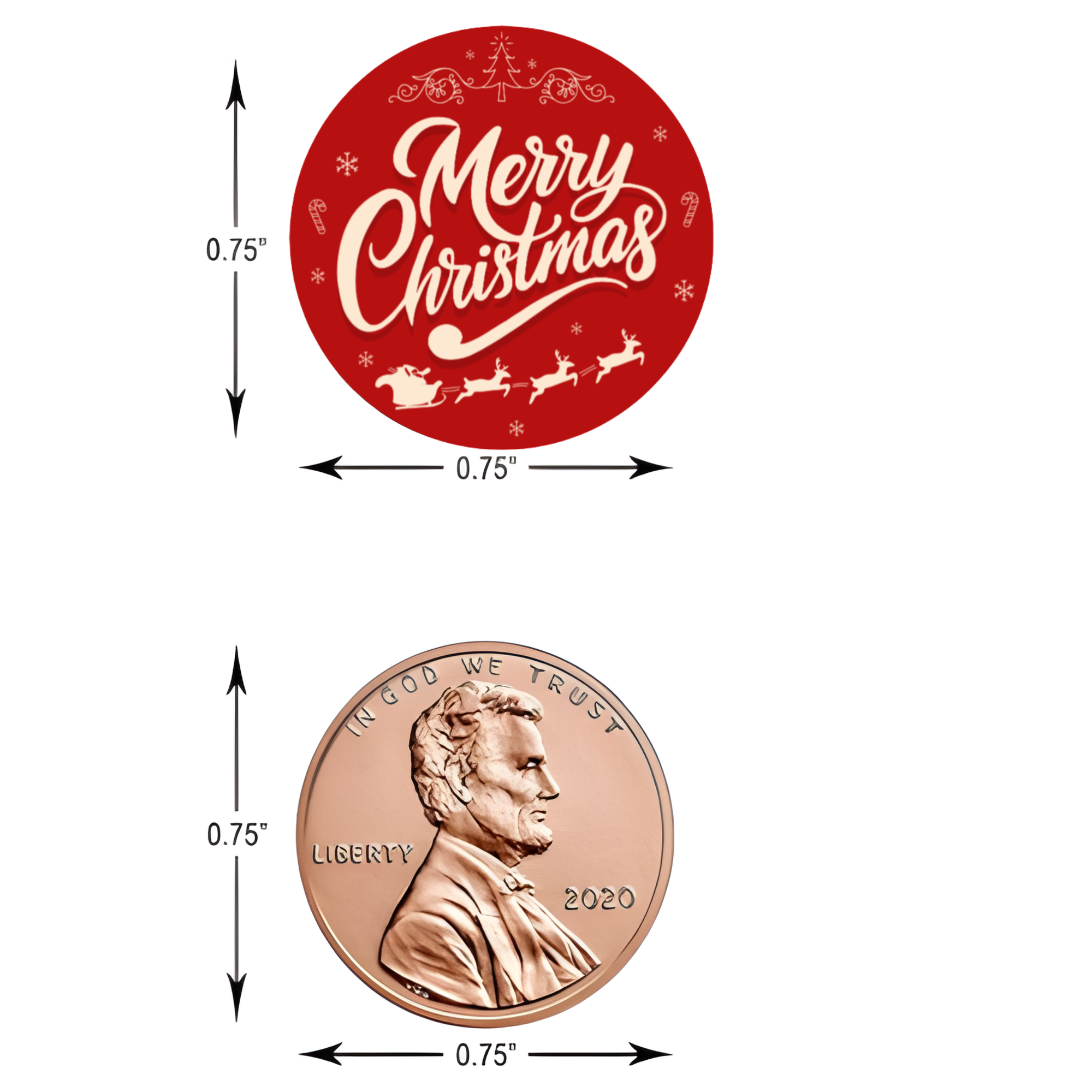 Merry Christmas Stickers | Santa Sleigh Design|Set of 100 | Glossy | Holiday favors