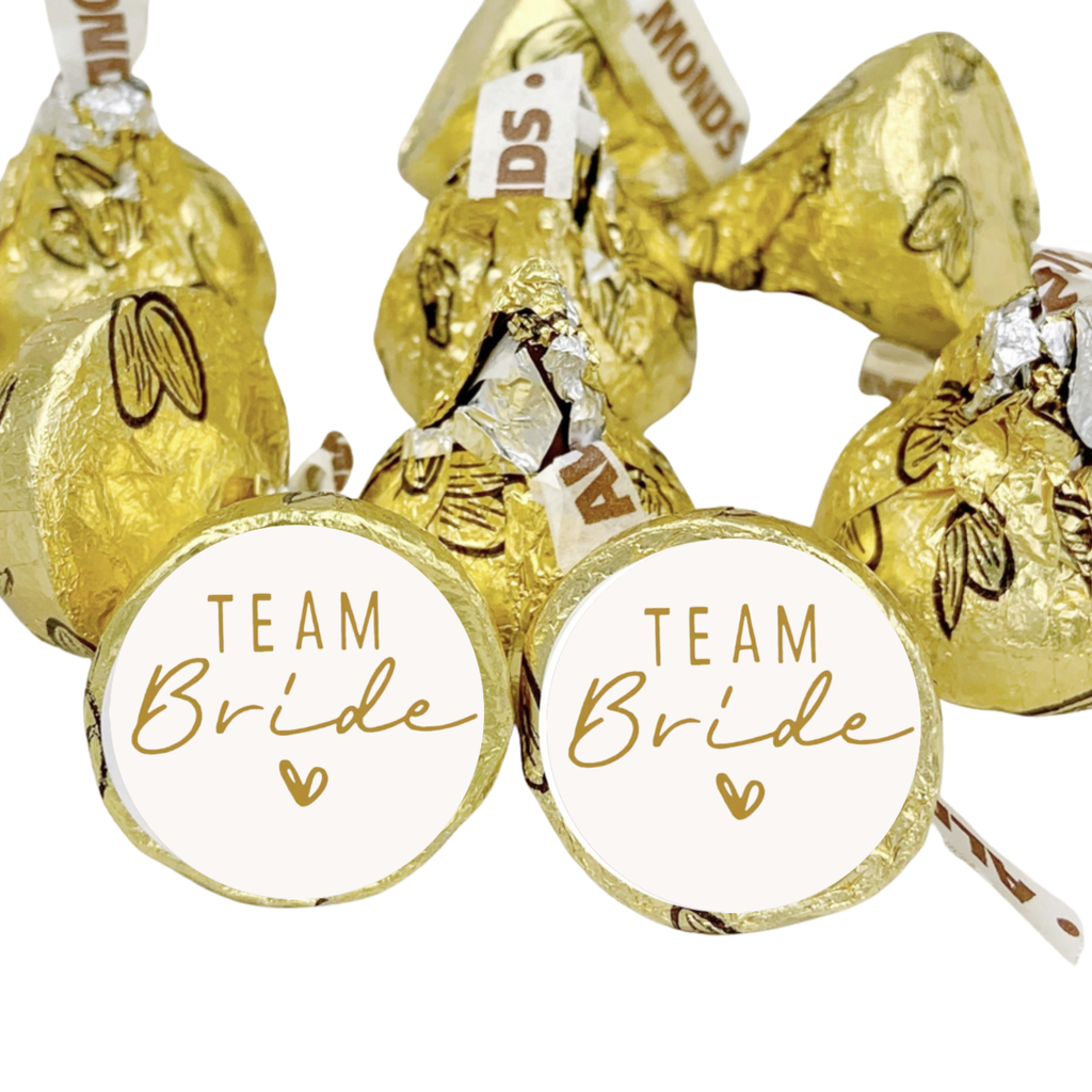 Team Bride Kiss Candy Stickers | Bridal Shower Party favors | 100 count|  Glossy| Elegant Wedding Favors