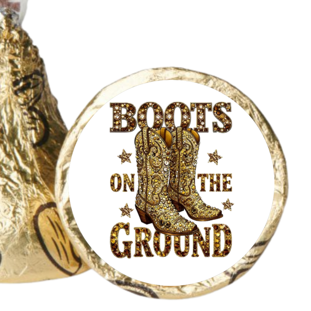 Boots On The Ground Candy Stickers | Glam Cowgirl Party Theme | Diamond Boot Western Style | Set Of 100 Glossy