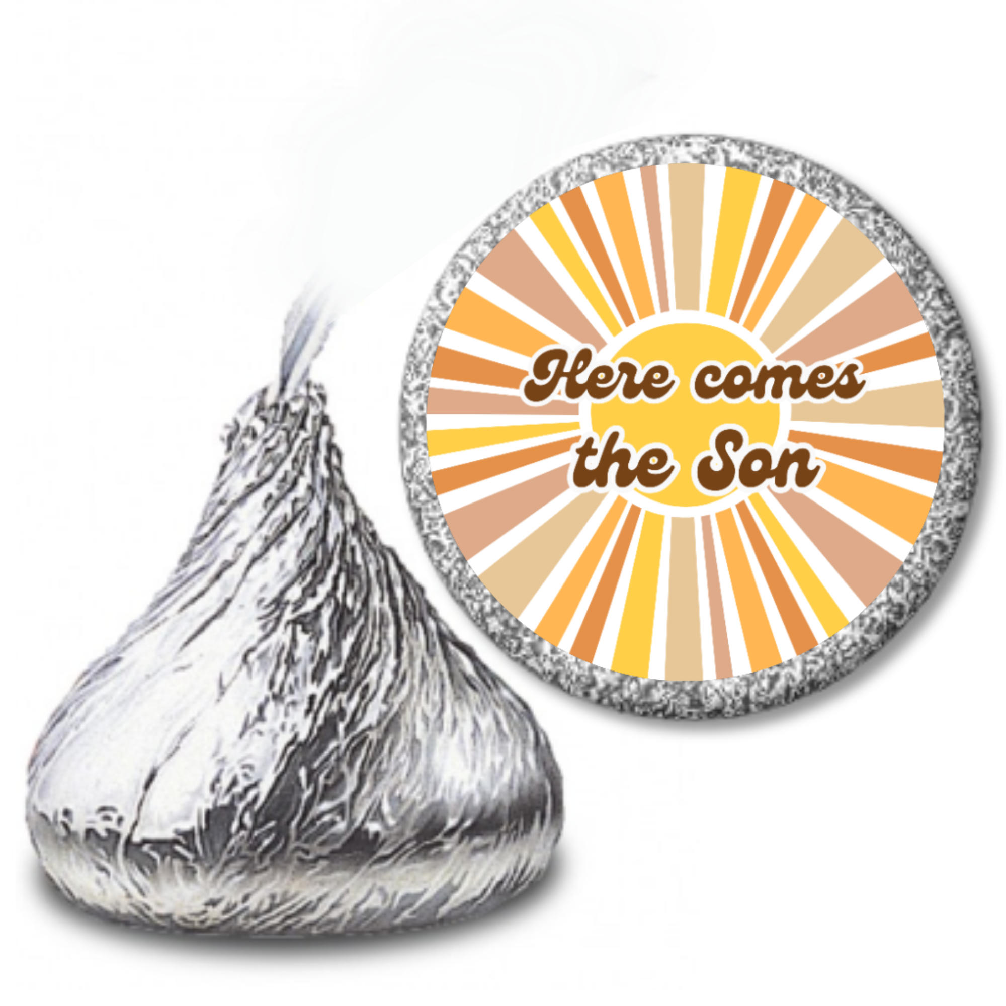 Here Comes The Sun Baby Shower Candy Labels | Mini Chocolate Stickers| Set of 100 | Boho Baby Shower Labels | Sunshine Theme Baby Shower