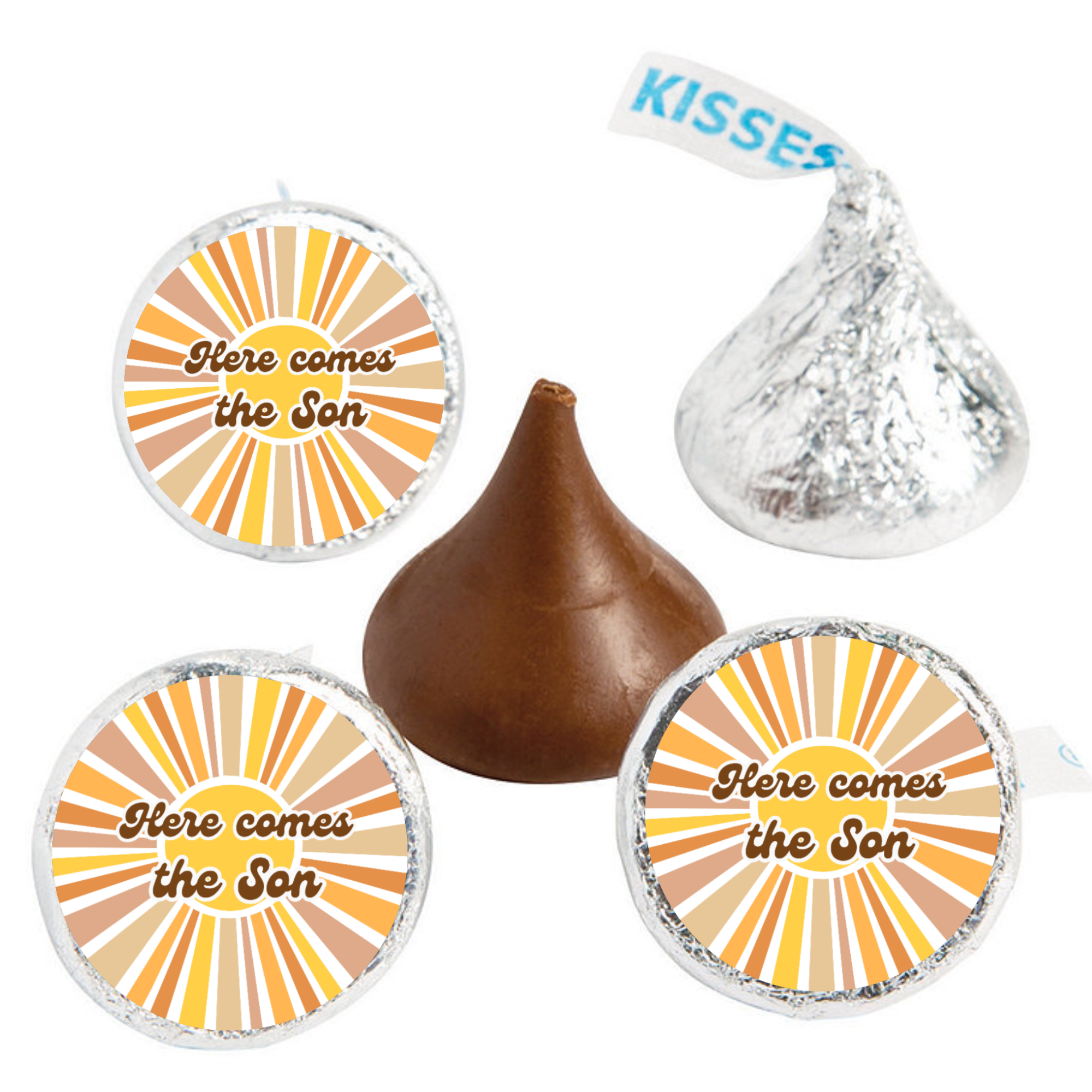 Here Comes The Sun Baby Shower Candy Labels | Mini Chocolate Stickers| Set of 100 | Boho Baby Shower Labels | Sunshine Theme Baby Shower