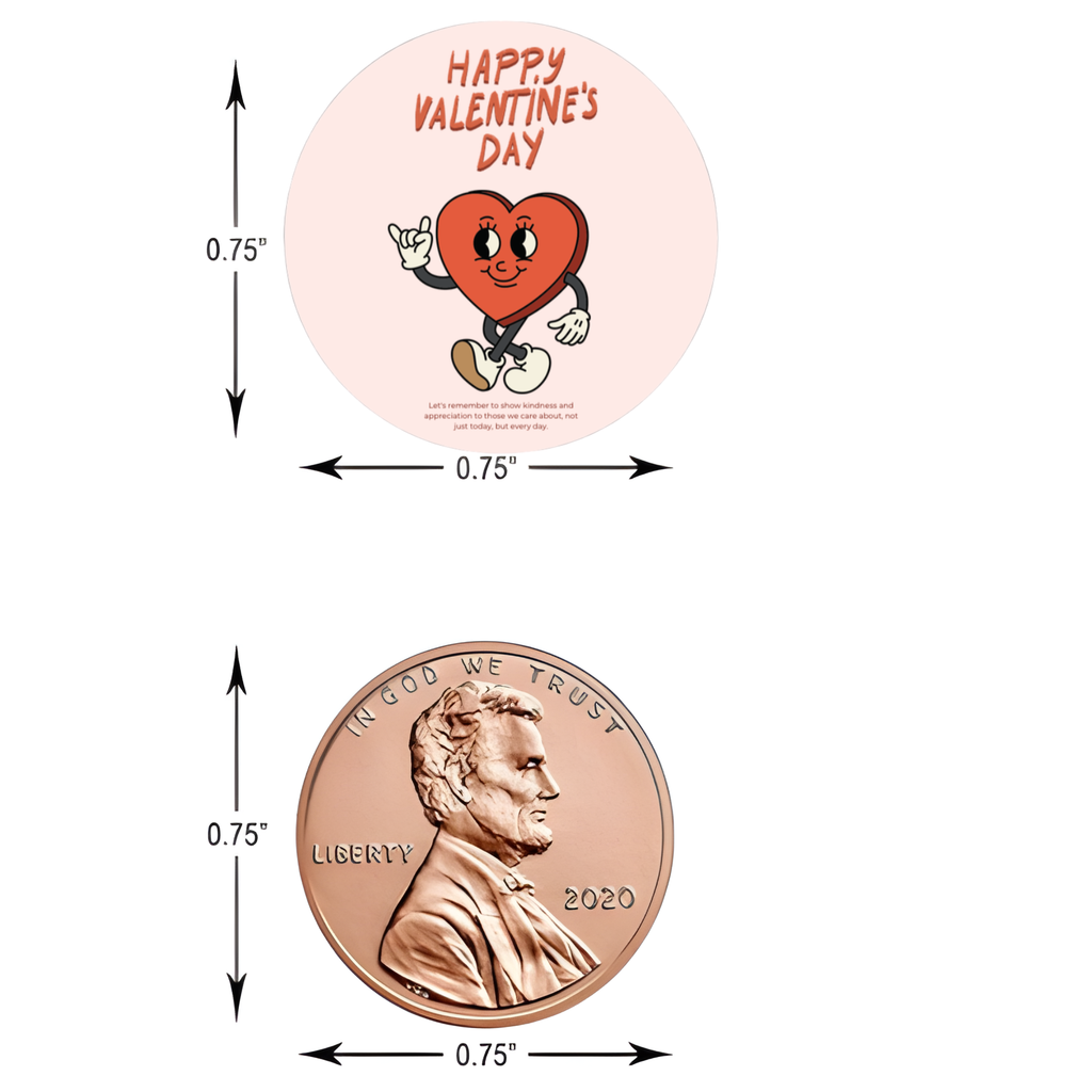 Happy Valentines Day Stickers | Valentine Candy Stickers | Glossy | 100ct