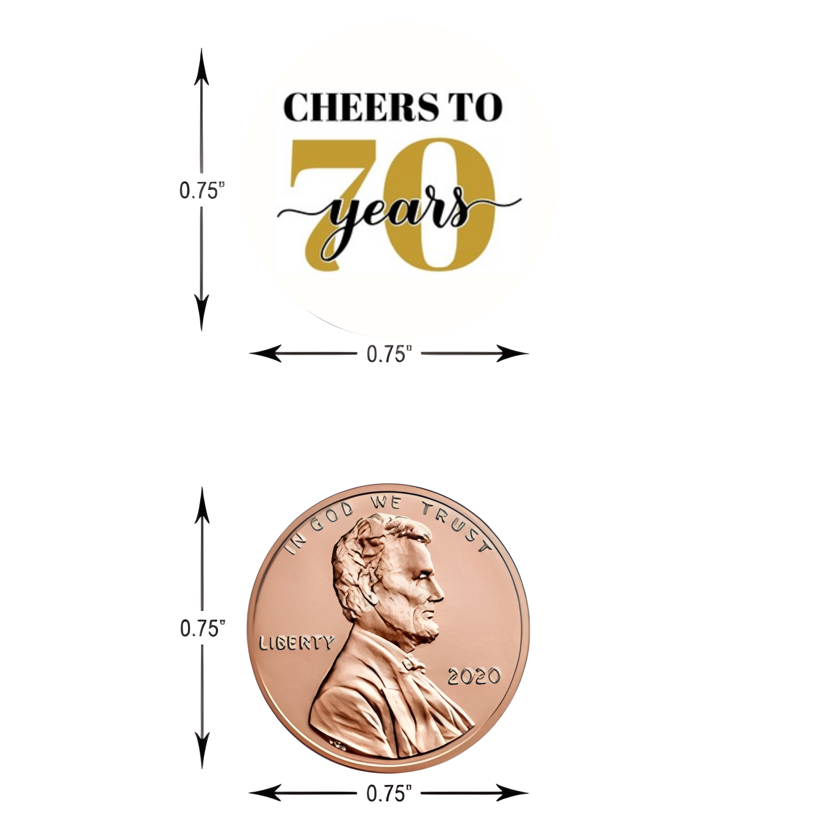 70th Birthday Party | Mini Kiss Labels | 100 Chocolate Candy Stickers | Cheers To 70 | Elegant Party Favors | Glossy