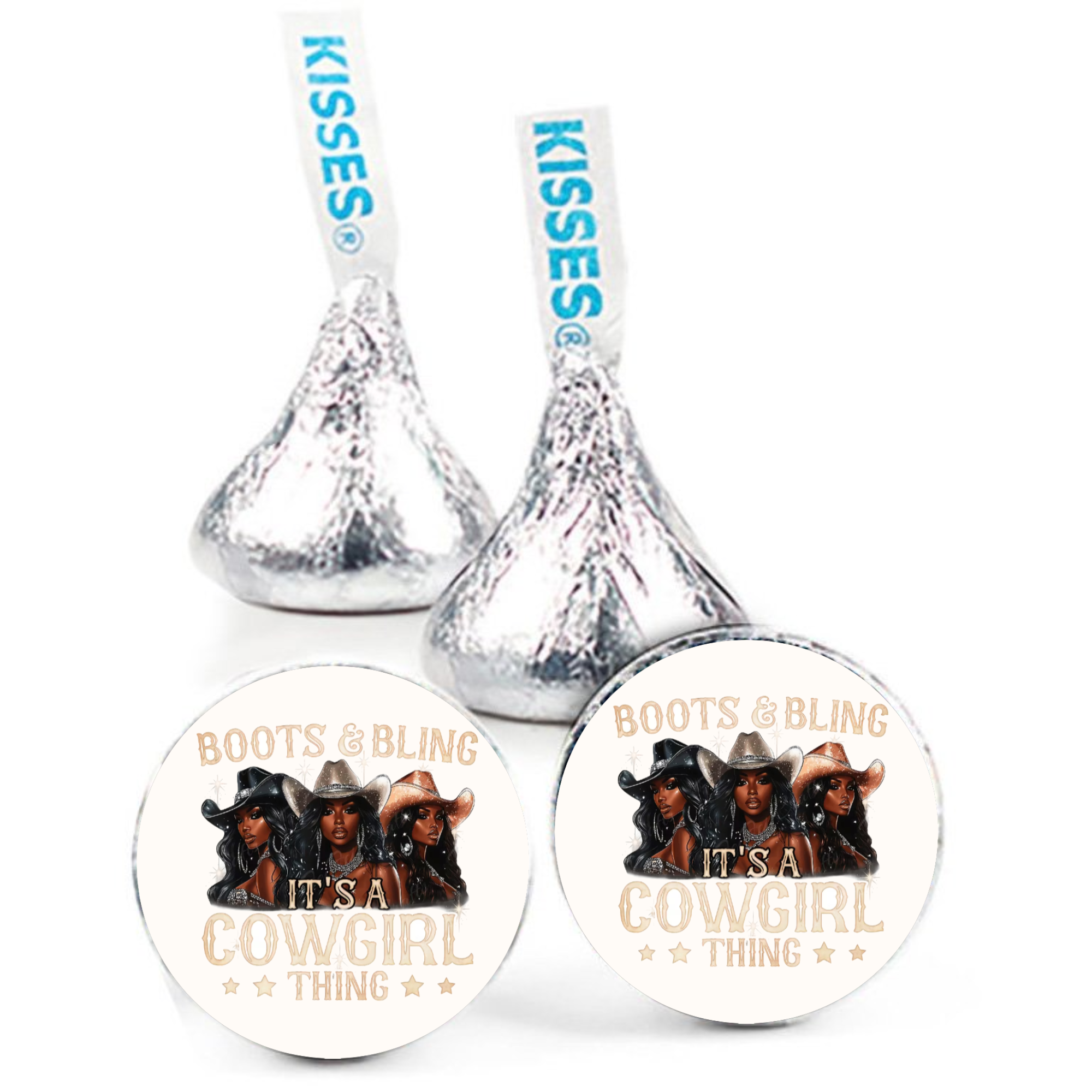 Boots And Bling Its A Cowgirl Thing Kiss Candy Stickers| Western Glam Party Decals| 100ct| Glossy