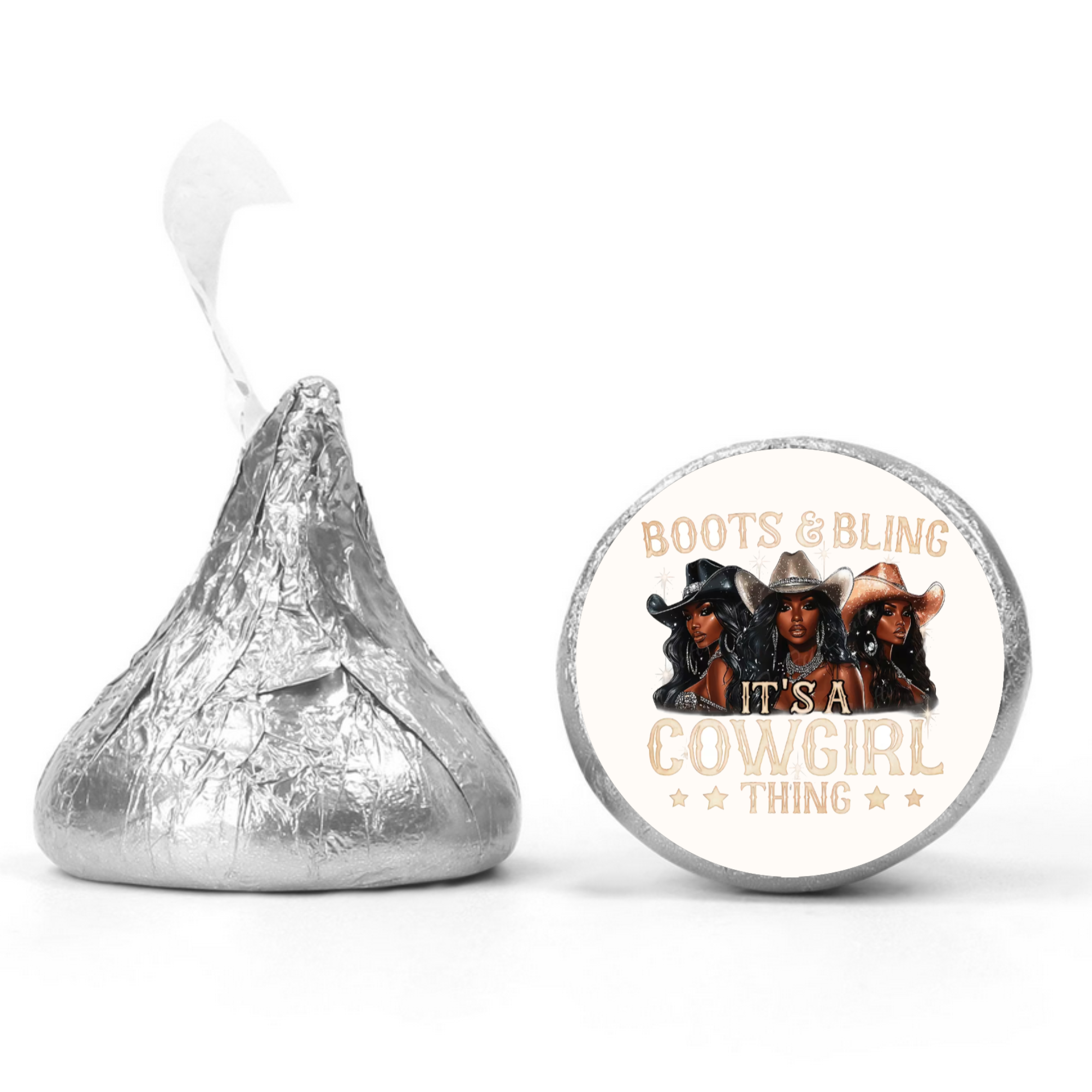 Boots And Bling Its A Cowgirl Thing Kiss Candy Stickers| Western Glam Party Decals| 100ct| Glossy