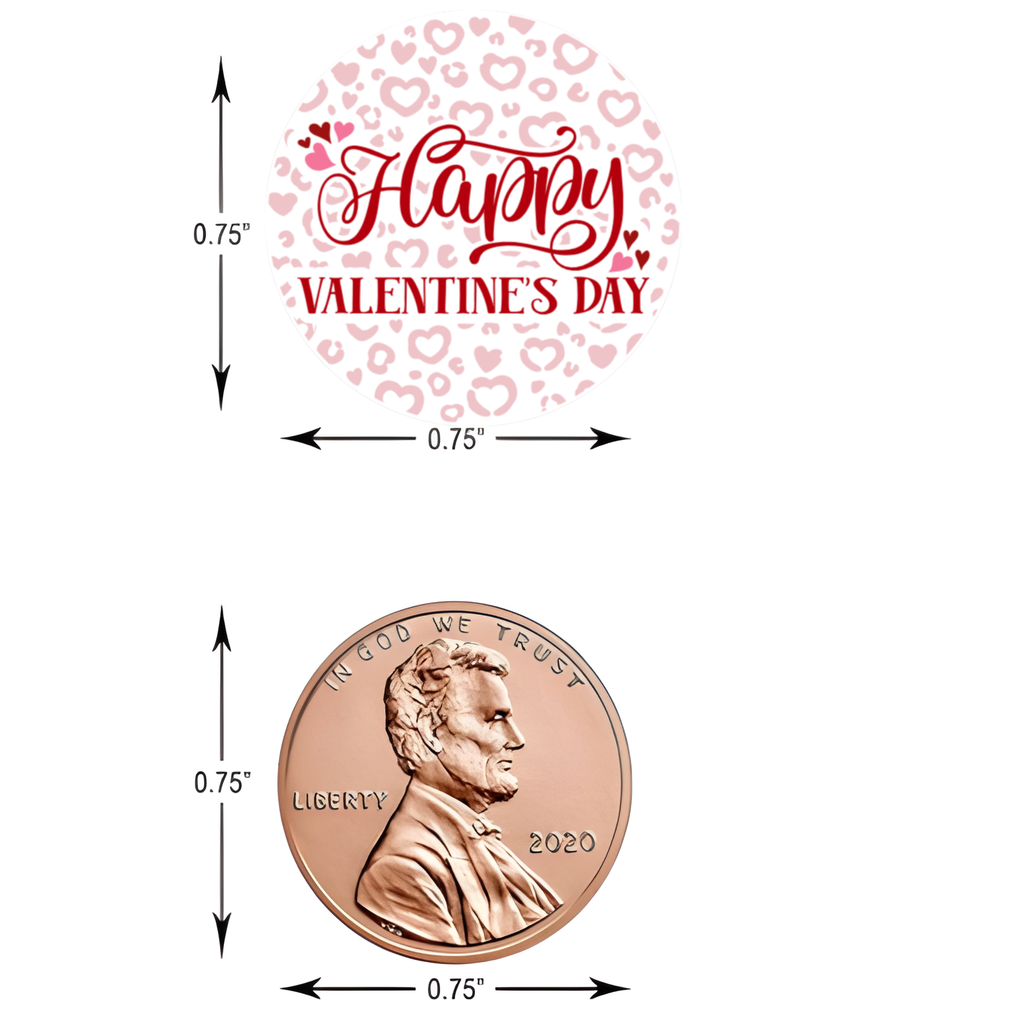 Valentines Day Kiss Candy Stickers |  3 Design Set | Glossy| Self Adhesive | Set of 100