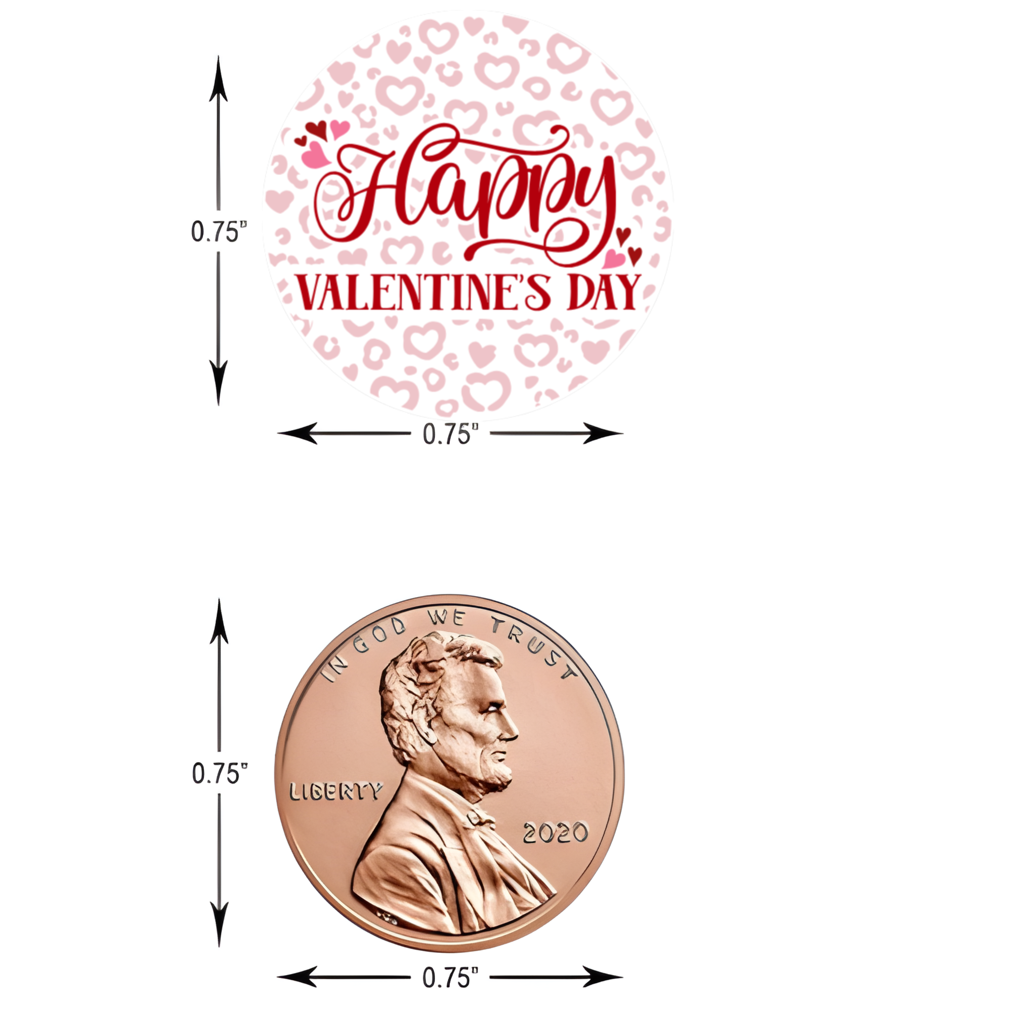 Valentines Day Kiss Candy Stickers |  3 Design Set | Glossy| Self Adhesive | Set of 100