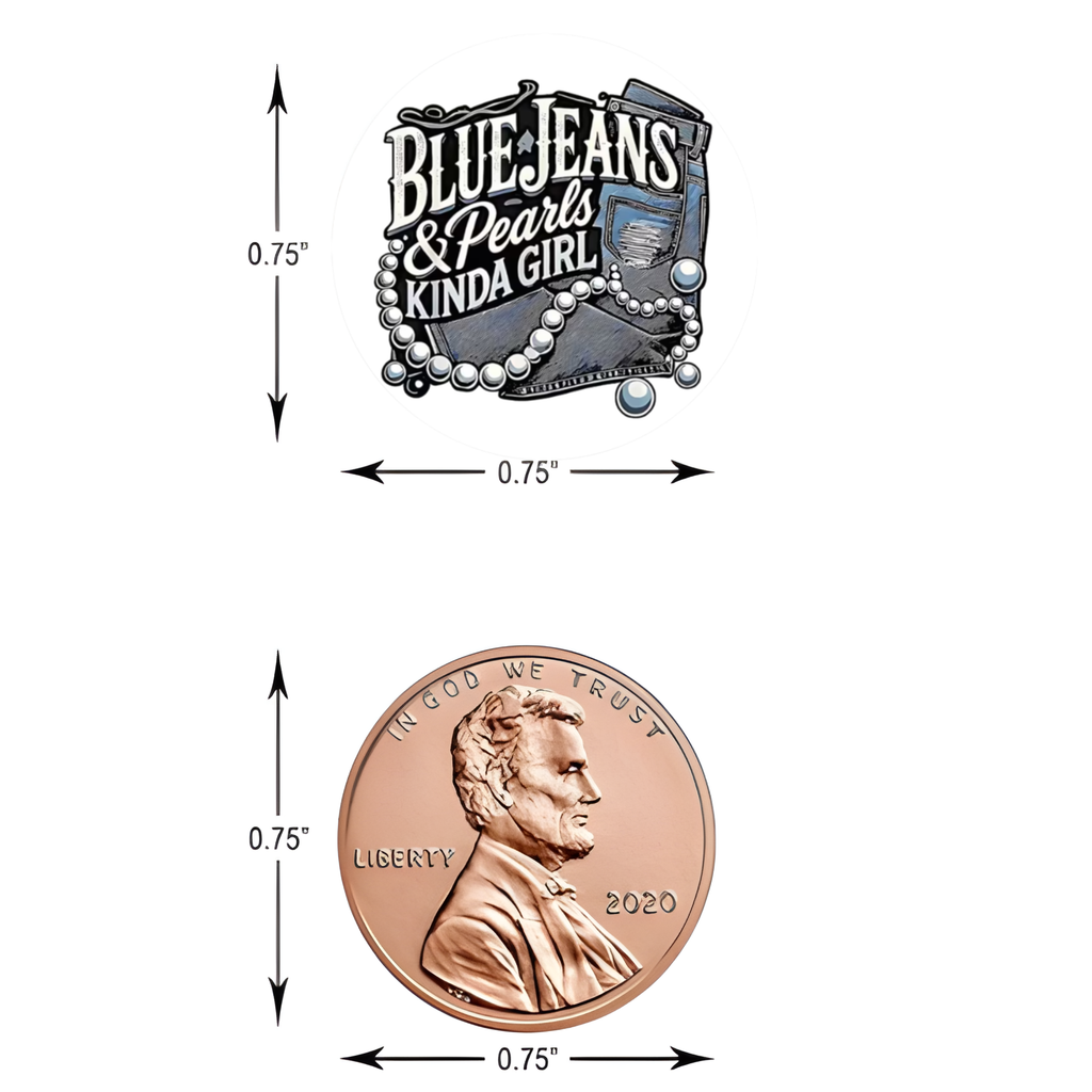 Blue Jeans And Pearls Kinda Girl Kiss Candy Decals| Glossy| 100ct| Jean Theme Birthday Candy Stickers