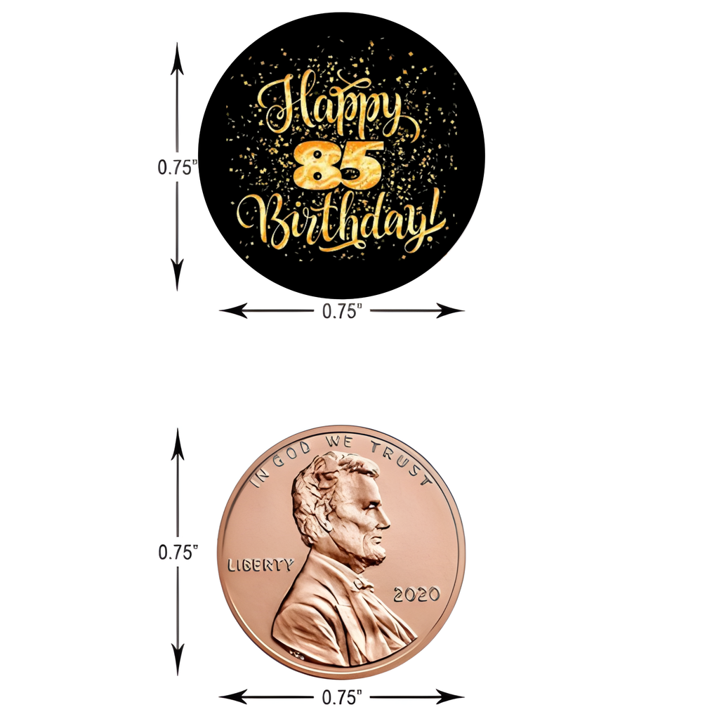 85th Birthday Party | 100 Mini Kiss Labels | Chocolate Candy Stickers | Happy 85th Birthday | Elegant Party Favors | Glossy