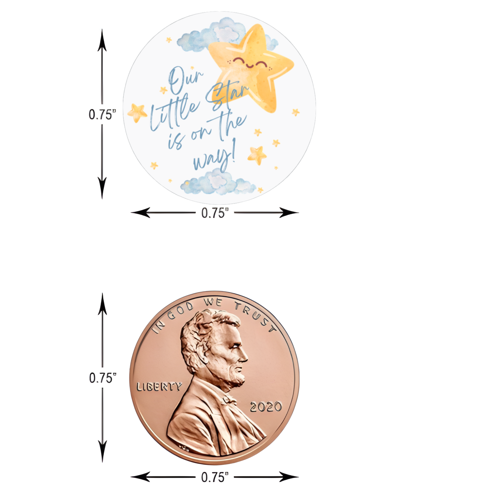 Our Little Star Is On The Way| Candy Kiss Stickers | Baby Shower Party Decor | Glossy | 100 Count