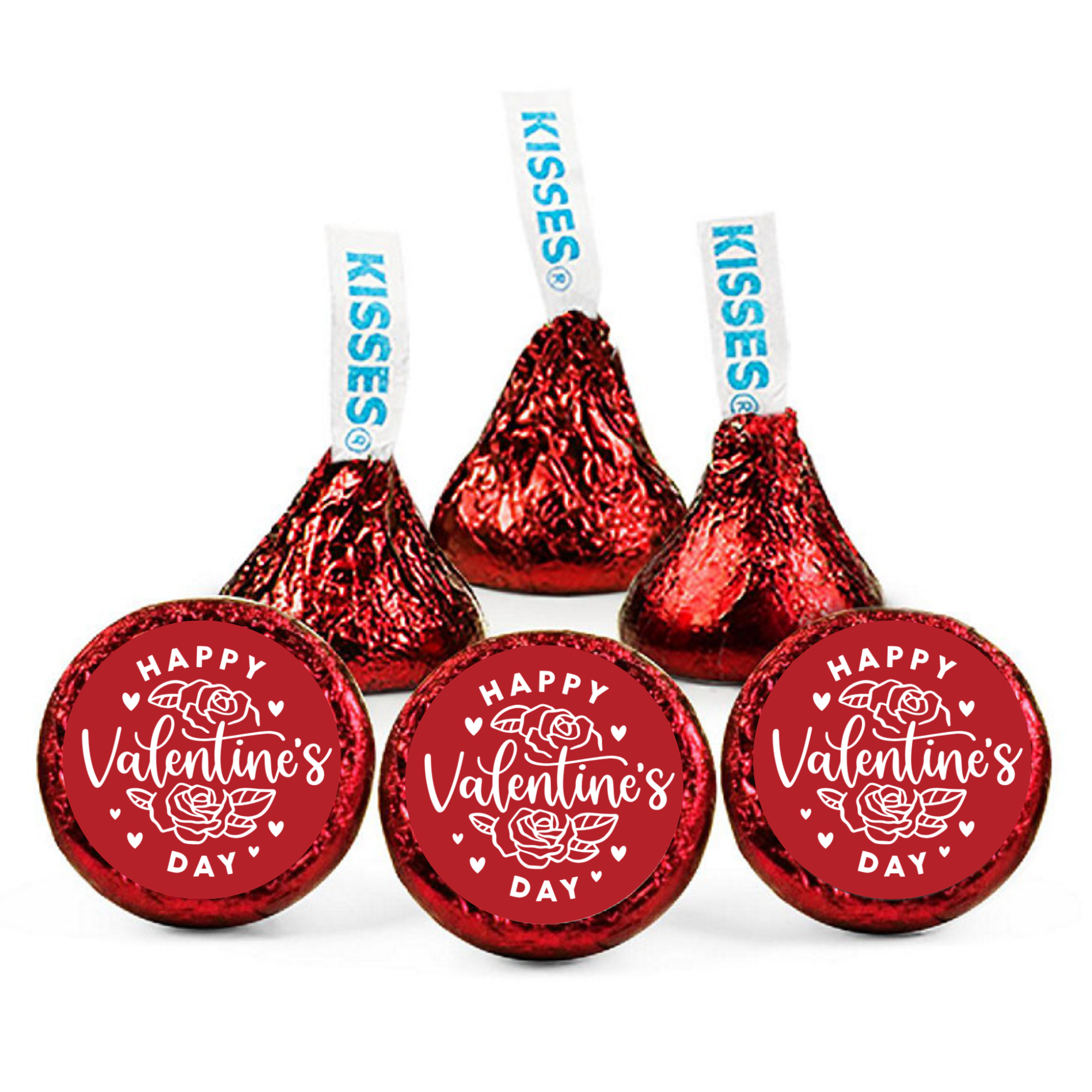 Happy Valentines Day Candy Stickers | Rose Theme |Glossy|Self Adhesive | 100ct
