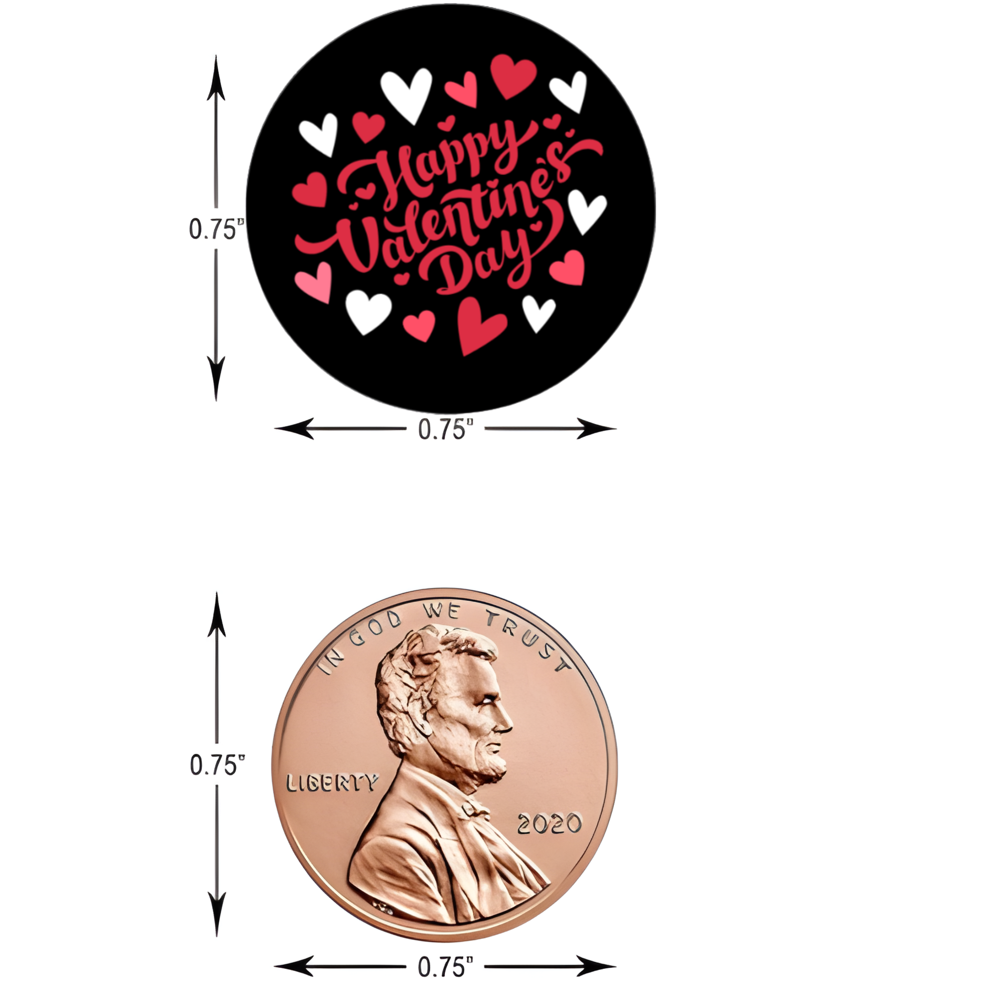 Happy Valentines Day Stickers | Valentine Kiss Candy Stickers | Hearts | 100ct