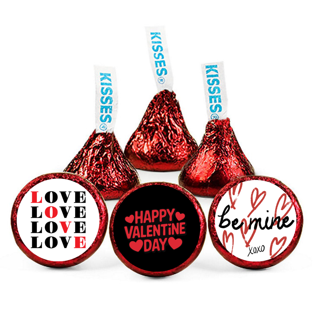 Happy Valentines Day Kiss Candy Stickers | Valentines Party Favor | Glossy| 100 Count 0.75in