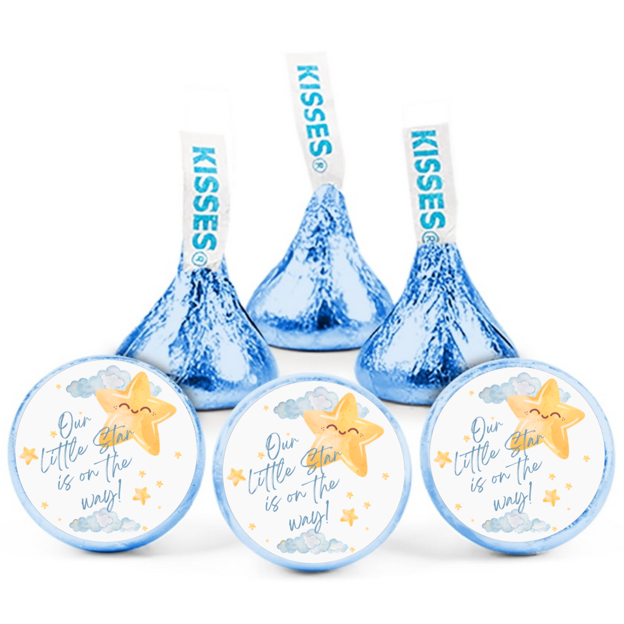 Our Little Star Is On The Way| Candy Kiss Stickers | Baby Shower Party Decor | Glossy | 100 Count