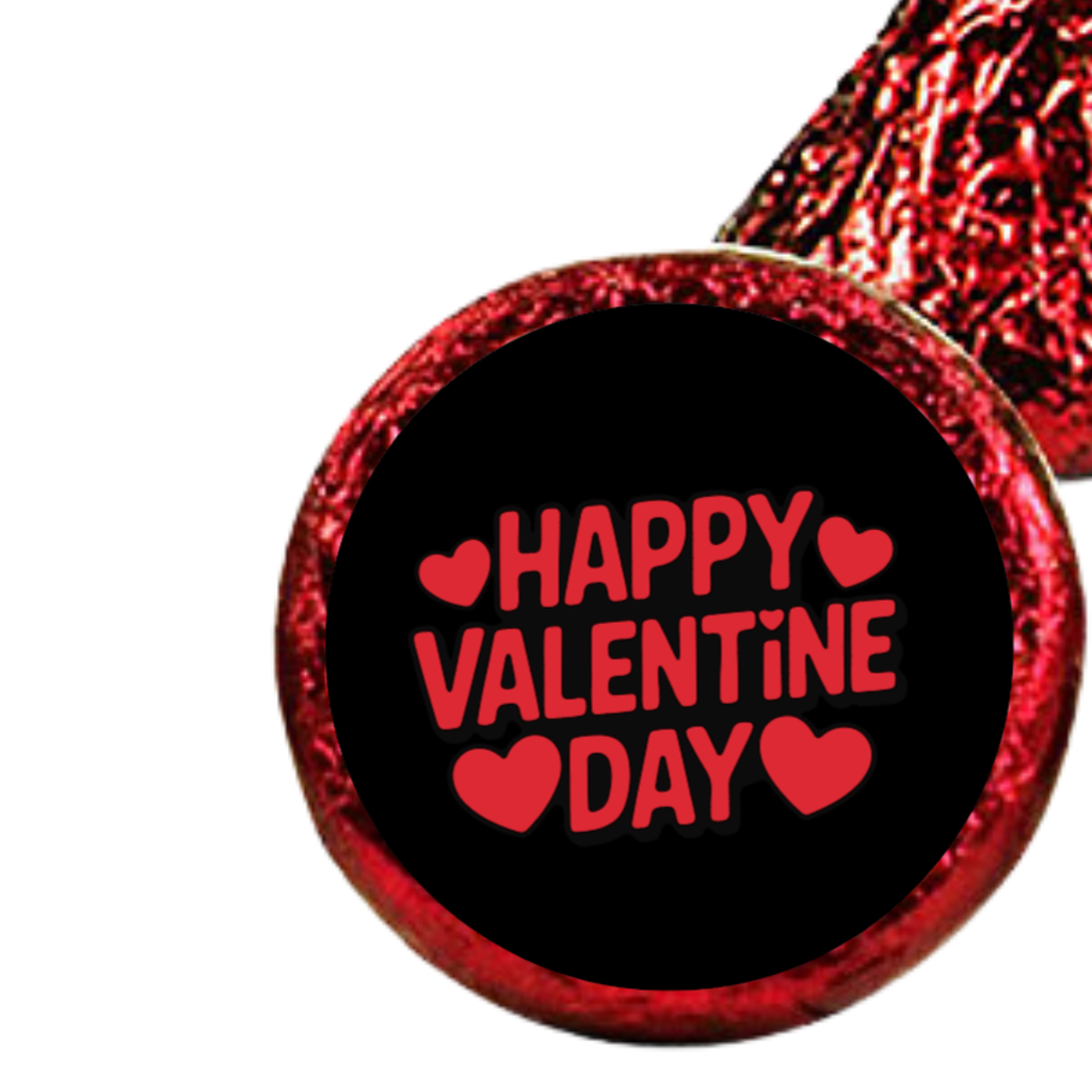 Happy Valentines Day Kiss Candy Stickers | Valentines Party Favor | Glossy| 100 Count 0.75in