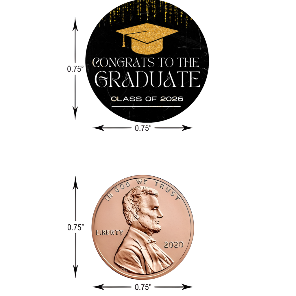 Graduation Kiss Candy Stickers | Congrats To The Graduate 2026 Phrase | Graduation Party Table Decor | 100 Glossy