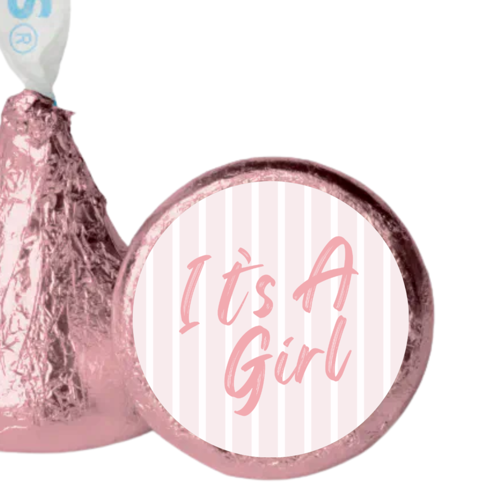 Its A Girl Candy Kiss Stickers | Girl Baby Shower Candy Labels | Striped |100ct