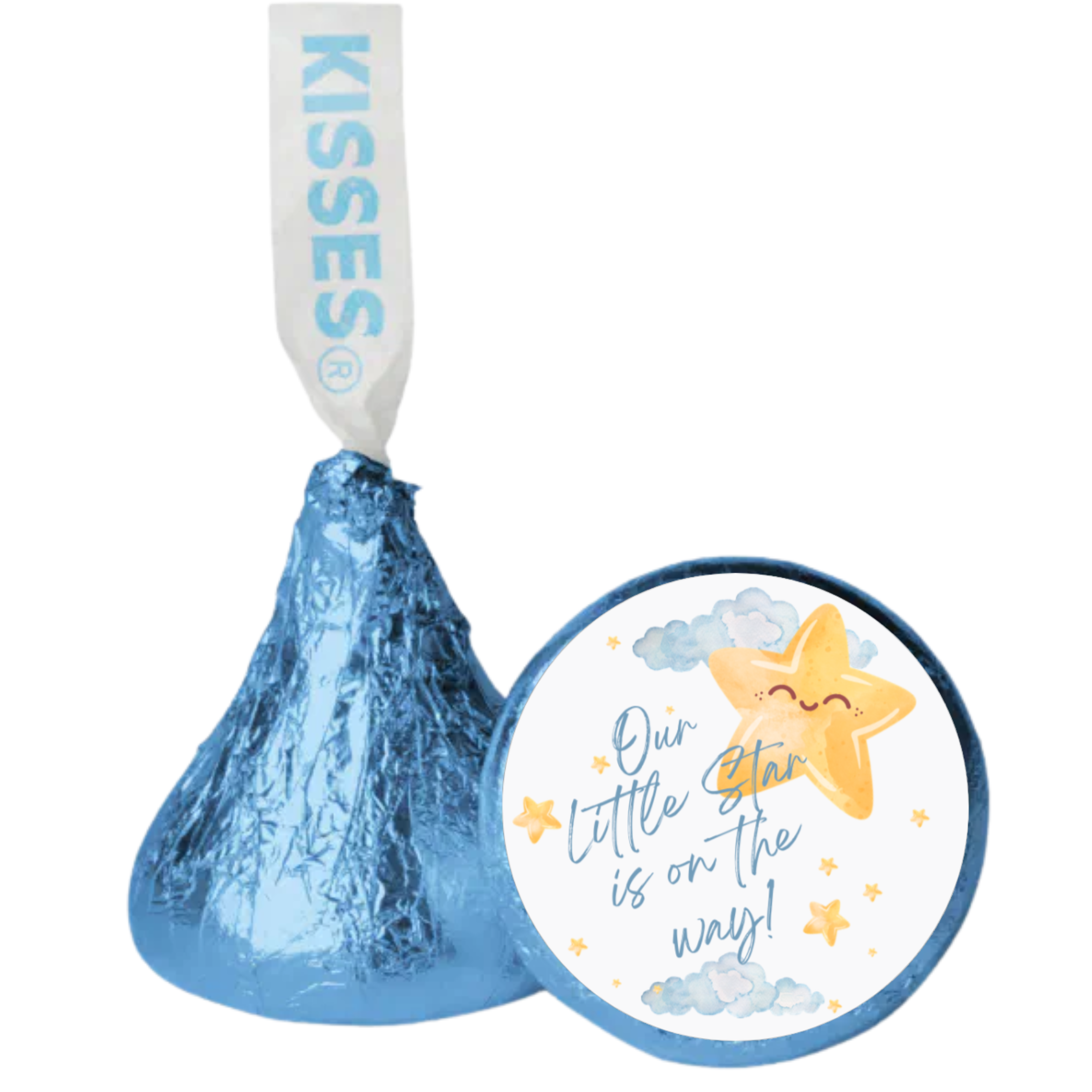 Our Little Star Is On The Way| Candy Kiss Stickers | Baby Shower Party Decor | Glossy | 100 Count