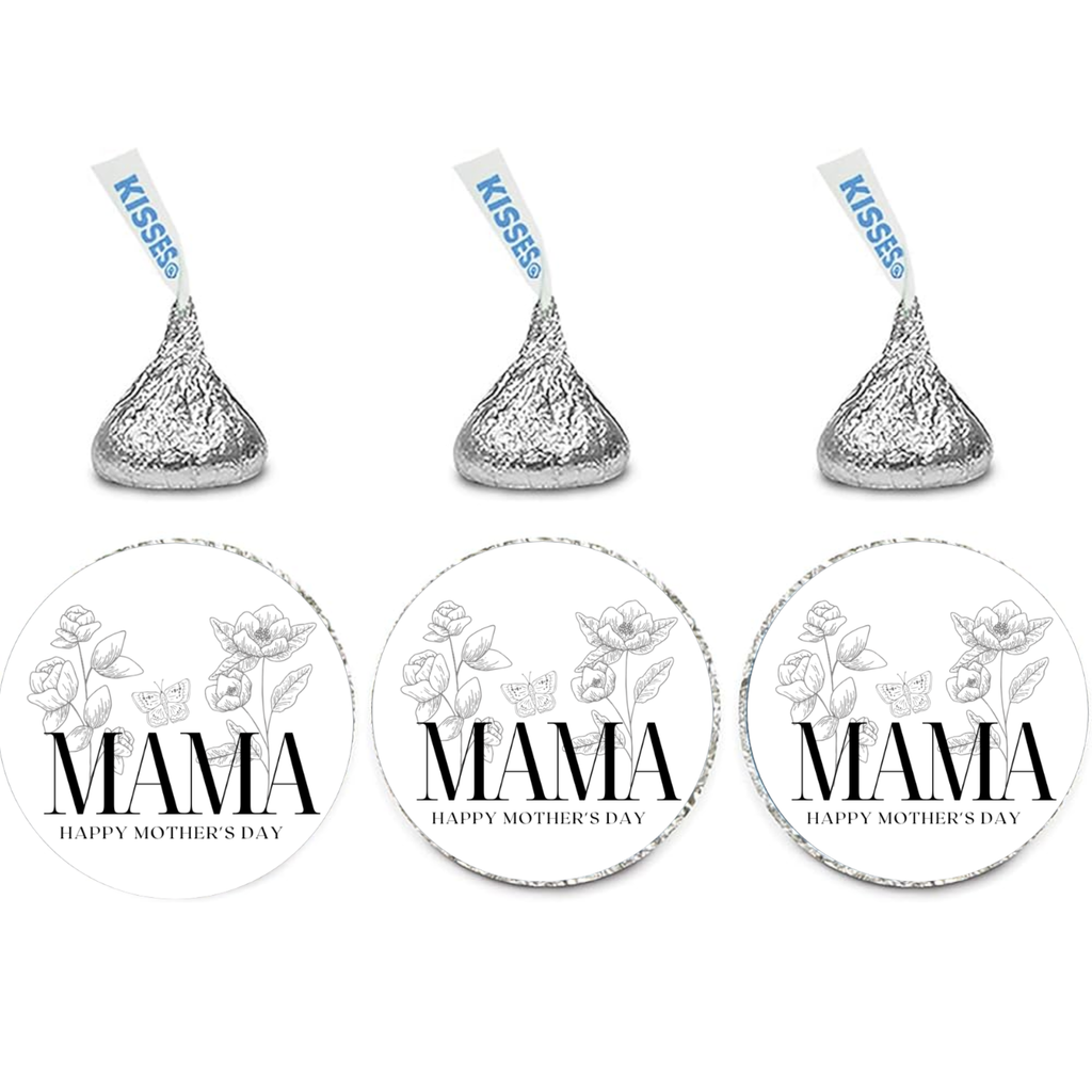 Mama Kiss Candy Stickers | Mothers Day Candy Labels | Floral| 100ct| Glossy