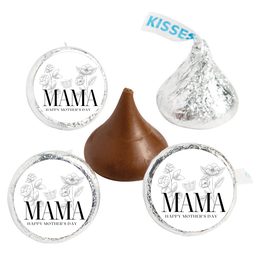 Mama Kiss Candy Stickers | Mothers Day Candy Labels | Floral| 100ct| Glossy