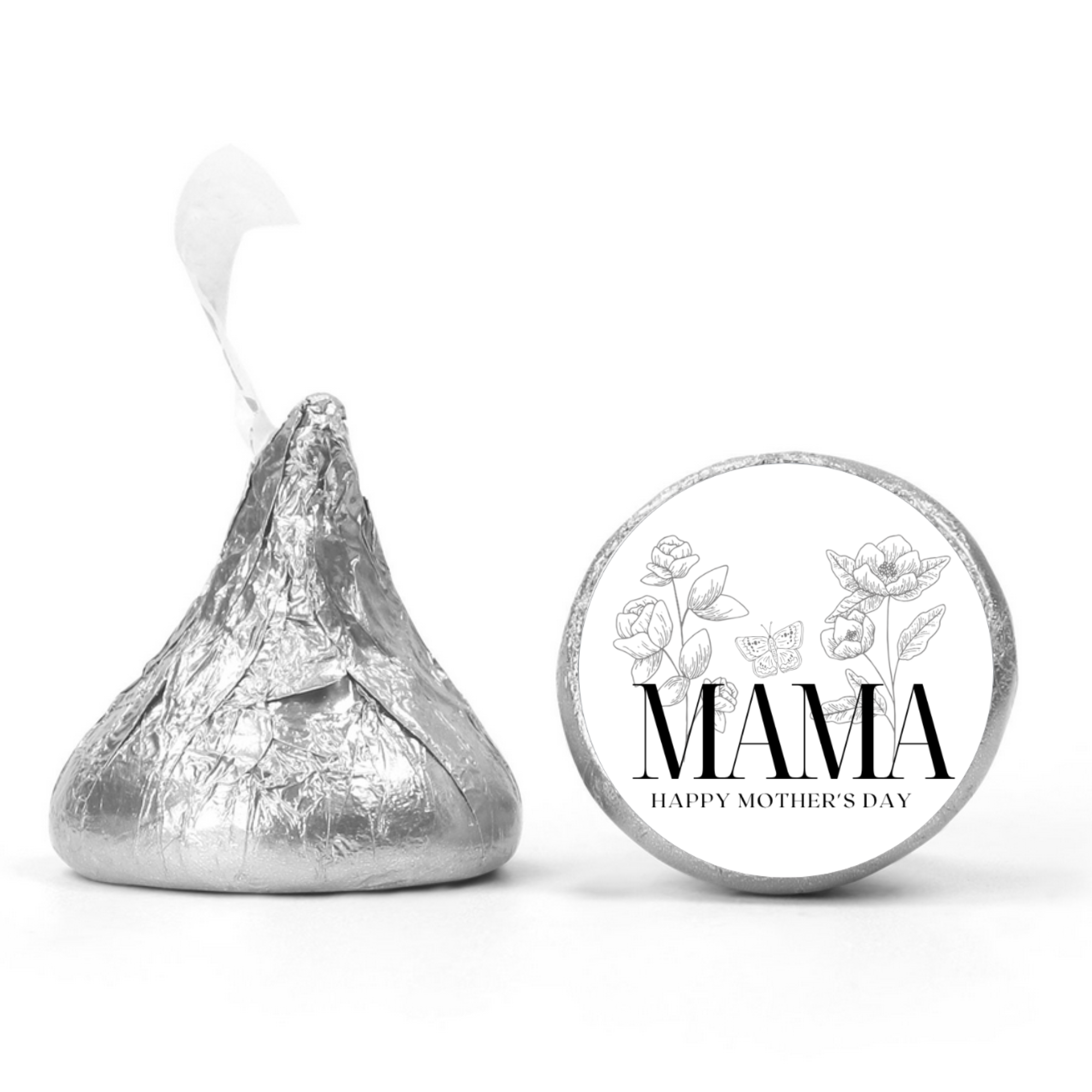 Mama Kiss Candy Stickers | Mothers Day Candy Labels | Floral| 100ct| Glossy