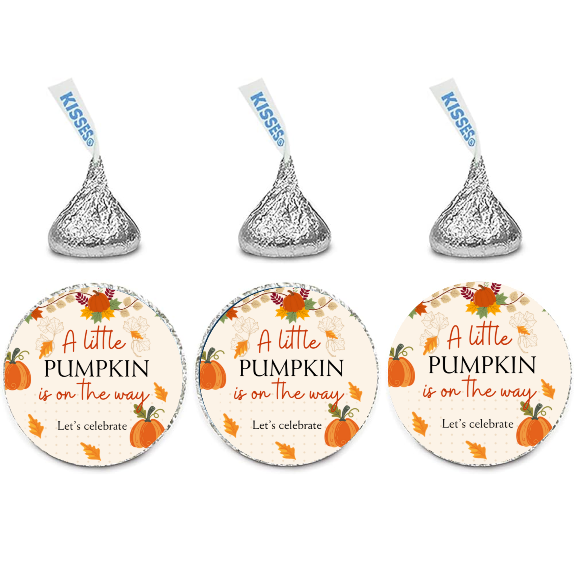A Little Pumpkin Is on the Way Lets Celebrate| Fall Baby Shower Kiss Candy Stickers |Glossy|100ct