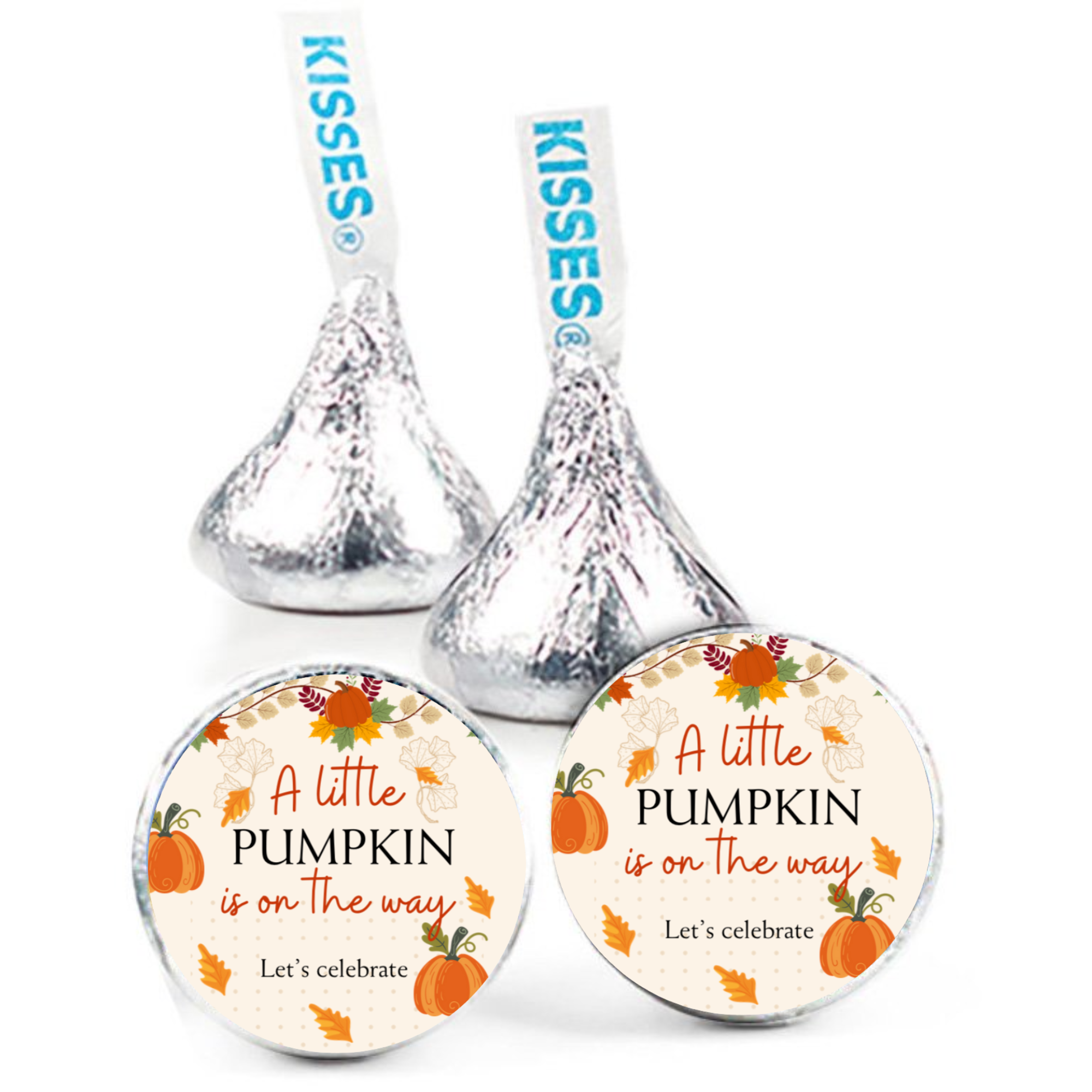 A Little Pumpkin Is on the Way Lets Celebrate| Fall Baby Shower Kiss Candy Stickers |Glossy|100ct