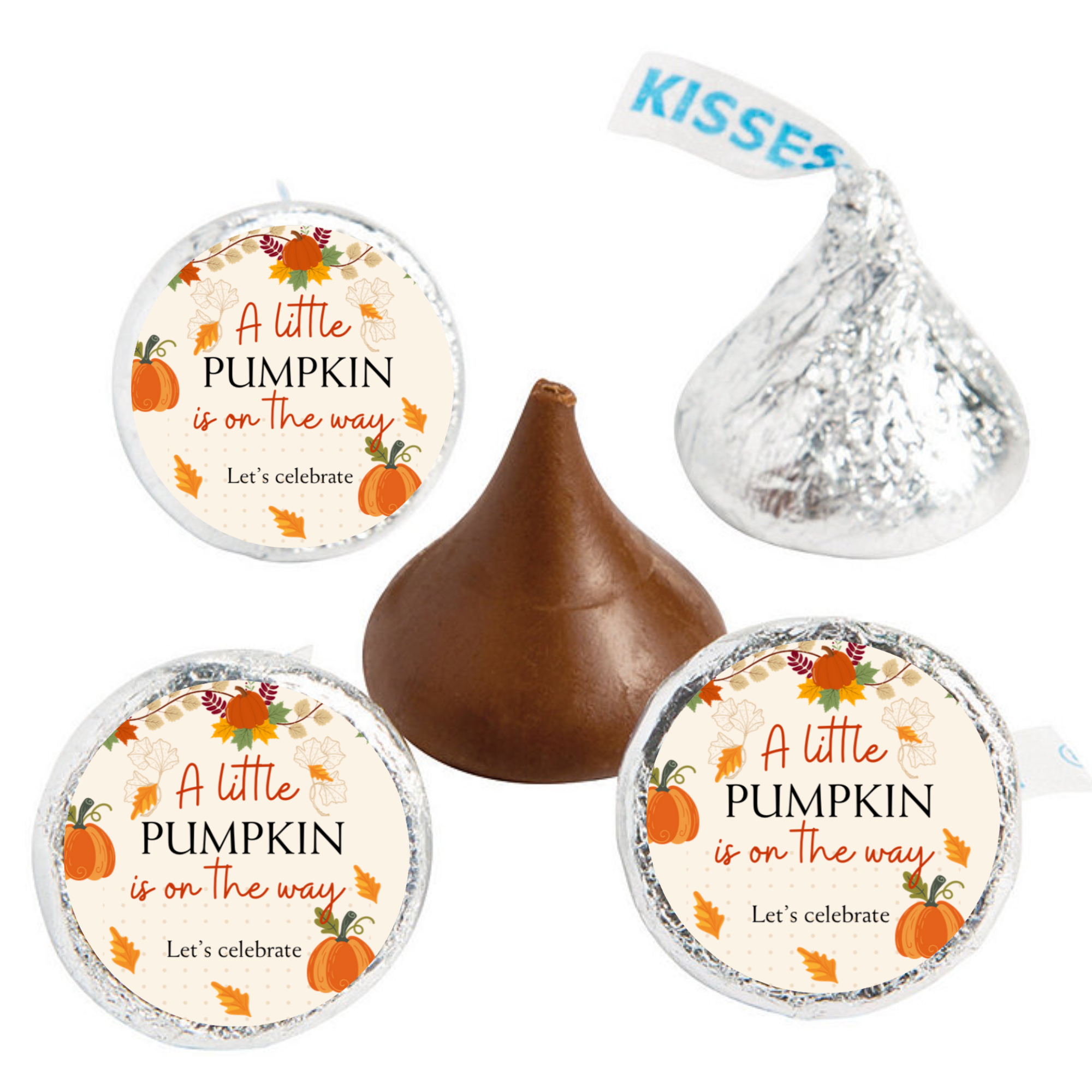 A Little Pumpkin Is on the Way Lets Celebrate| Fall Baby Shower Kiss Candy Stickers |Glossy|100ct