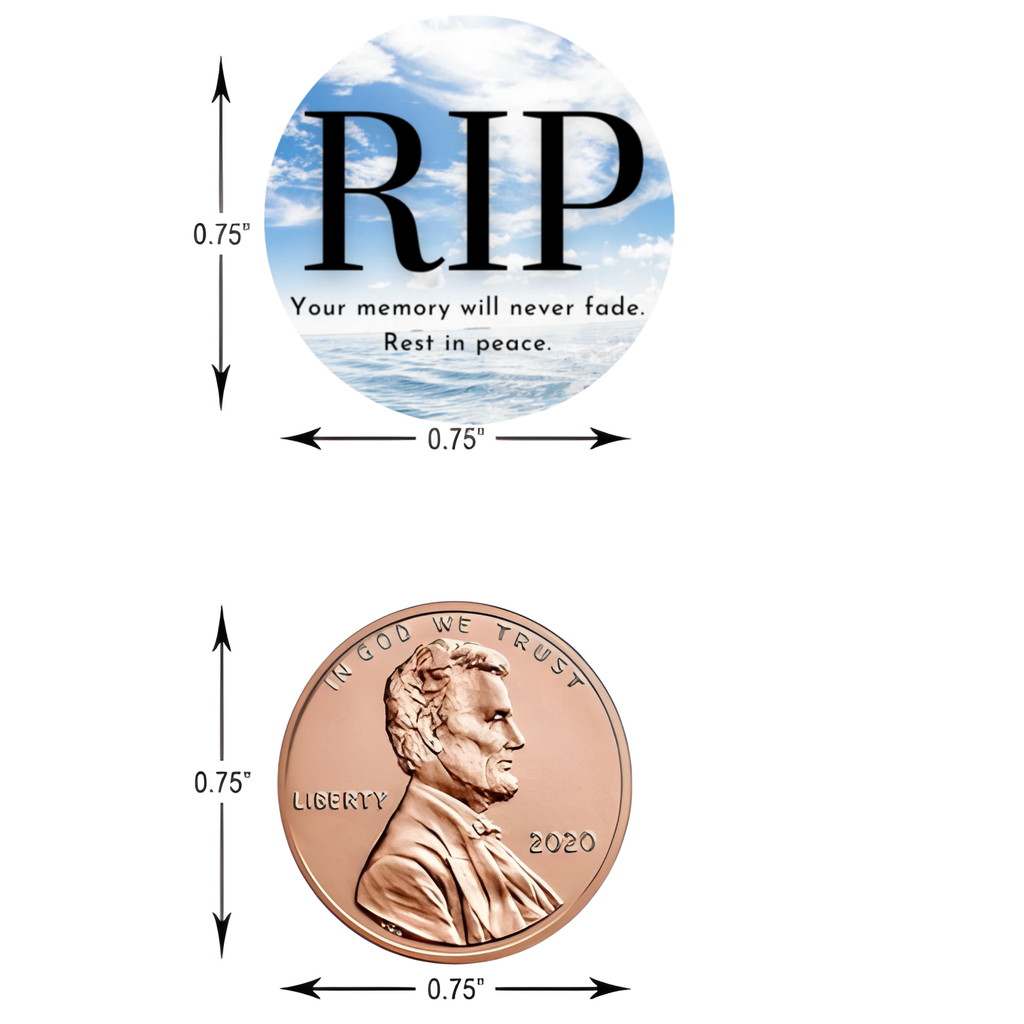 RIP Memorial Candy Kiss Labels 0.75in | Glossy | Cloud Design | 100ct | In Loving Memory Candy Stickers