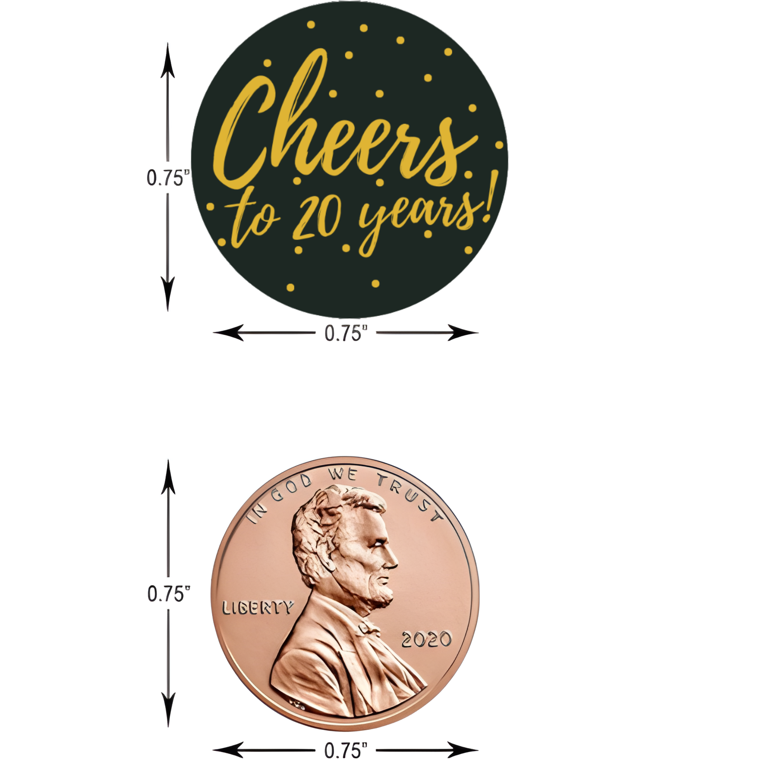 Cheers To 20 Years Candy Kiss Stickers | Black And Gold Birthday Decor | 100 Count | Glossy