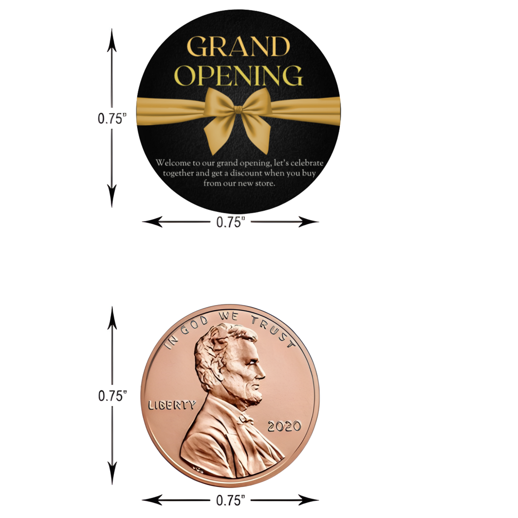 Grand Opening Candy Kiss Stickers | Black And Gold Elegant Finish| Gold Bow Design | 100ct | Glossy