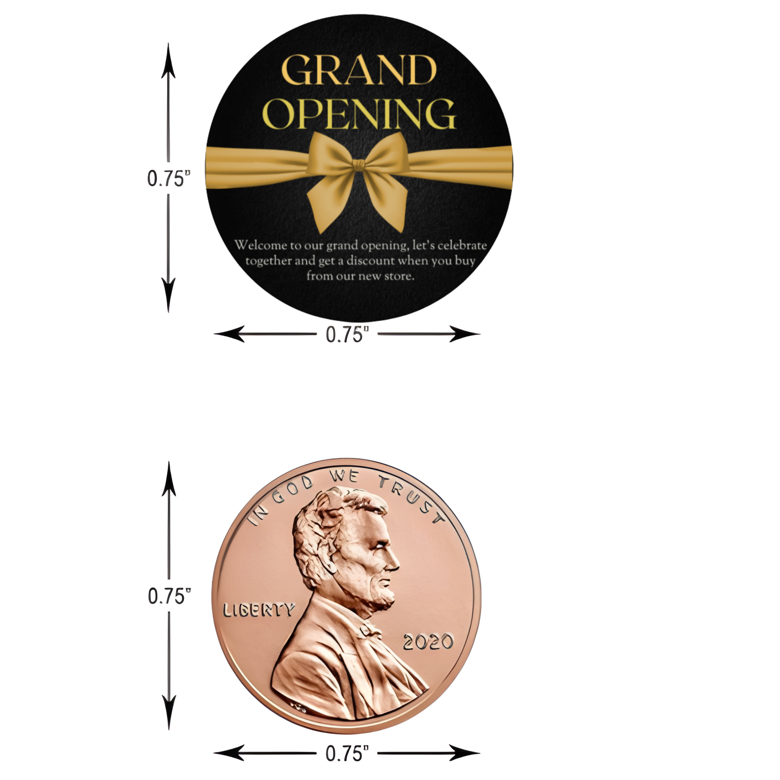 Grand Opening Candy Kiss Stickers | Black And Gold Elegant Finish| Gold Bow Design | 100ct | Glossy