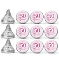 Cheers To 50 Years Kiss Candy Stickers | Elegant 50th Birthday Party Treat Decorations | Set Of 100 Glossy