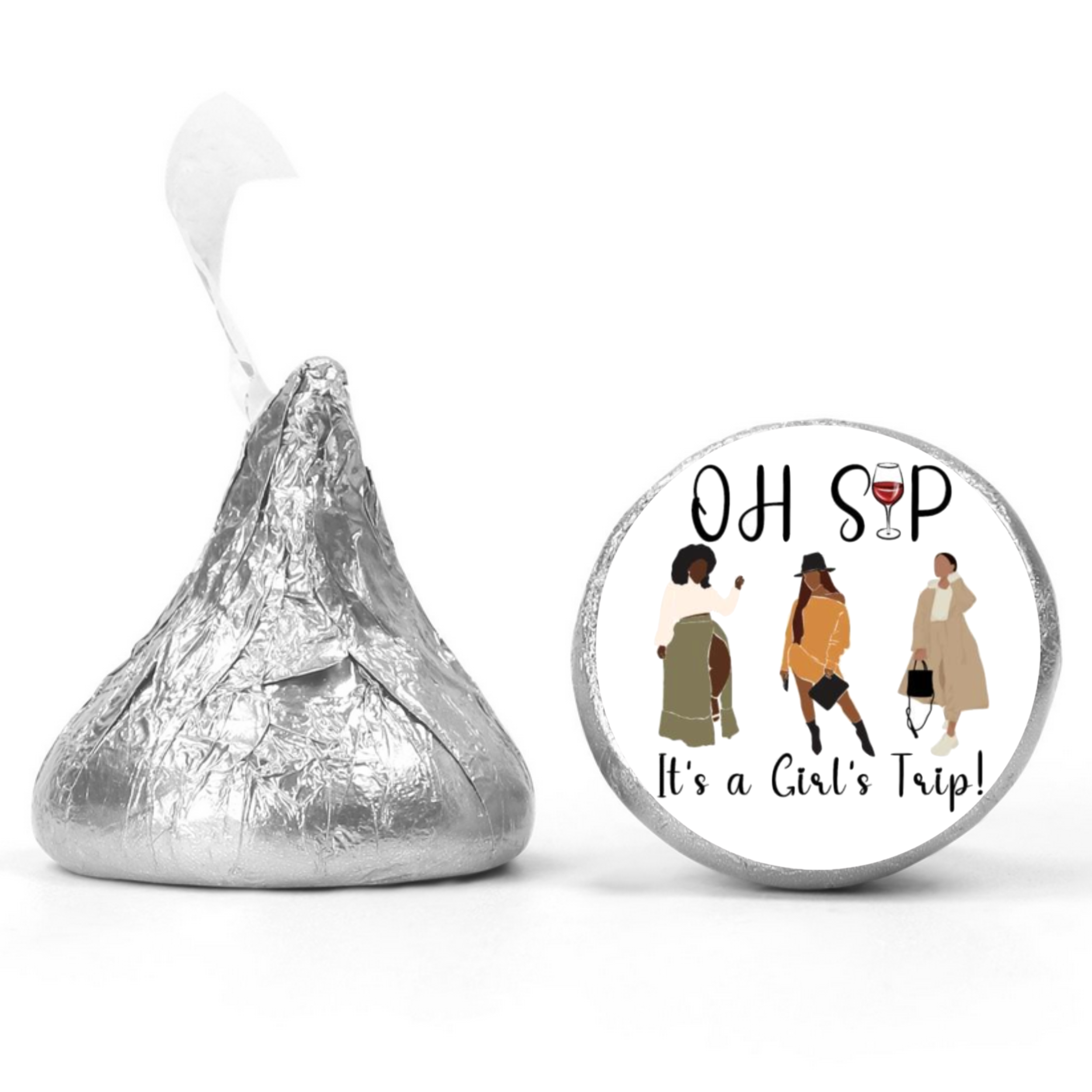 Oh Sip, It's A Girls Trip Candy Decor| Girls Weekend Candy Labels| Girls Trip Candy Favors| Chocolate Kiss Labels | 100ct